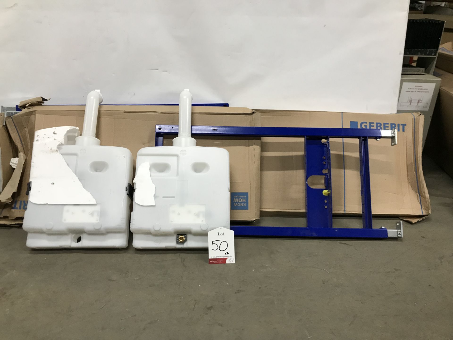 4 x Geberit Plastic Concealed Cisterns w/ Toilet Frames