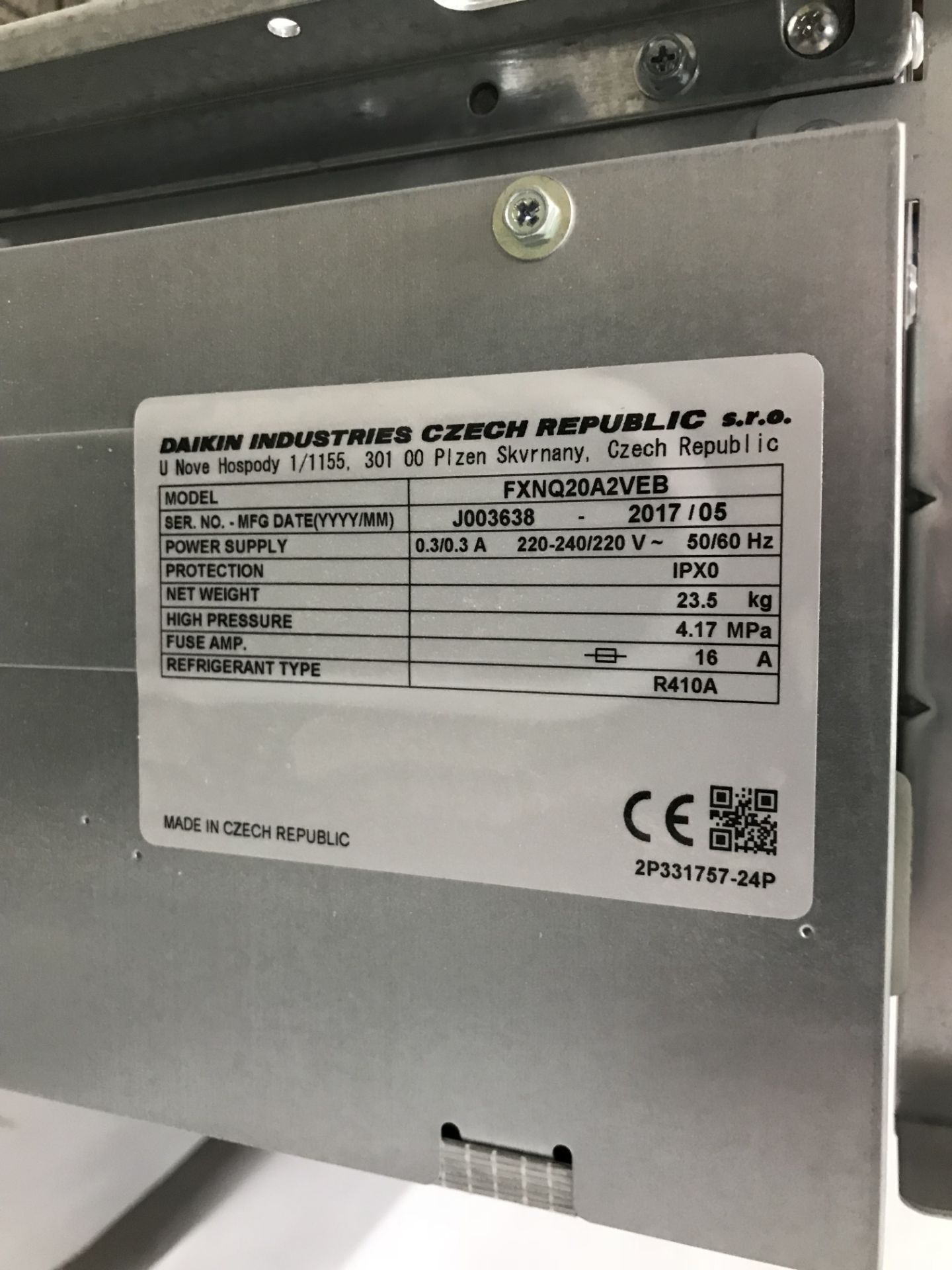 Daikin FXNQ20A2VEB VRV Indoor Air Conditioning Cassette Unit - Image 3 of 5