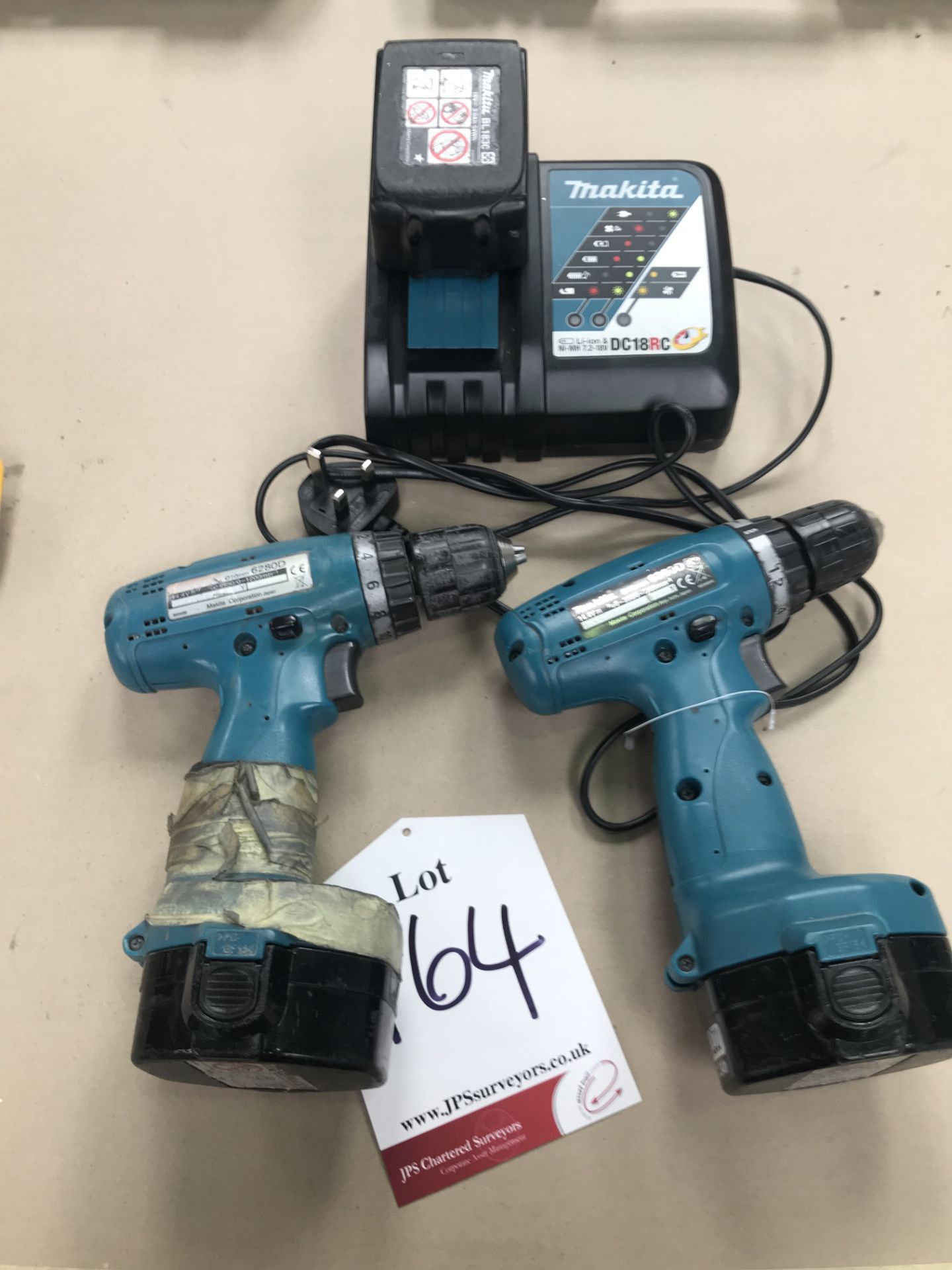 2 x Makita 6280D Combi Drills w/ Charging Station