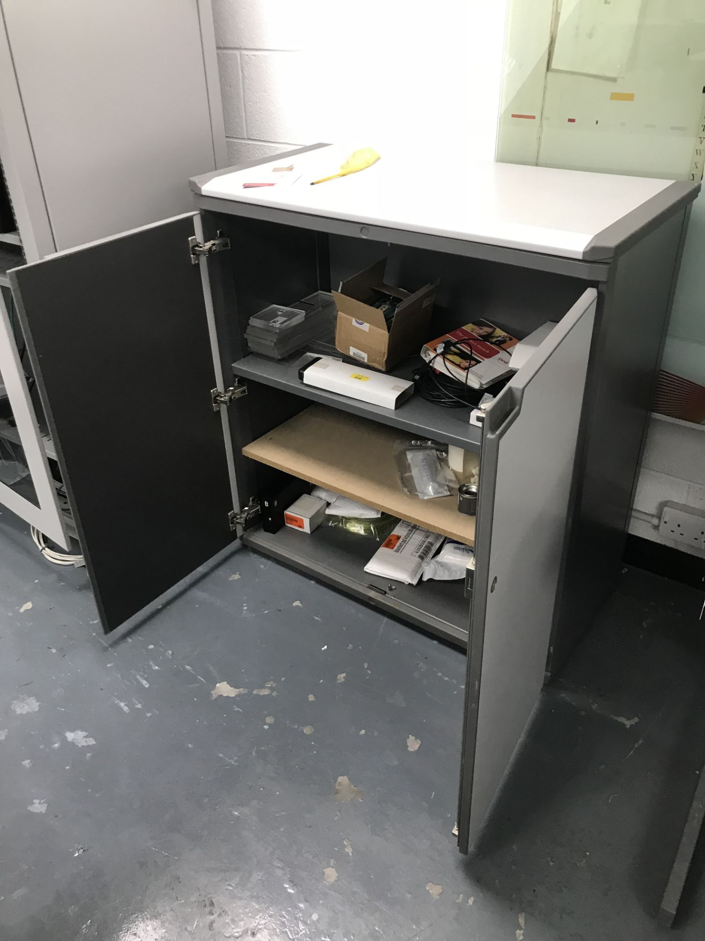 Storage Cabinet w/ Contents - No Key - Contents includes Spare parts etc