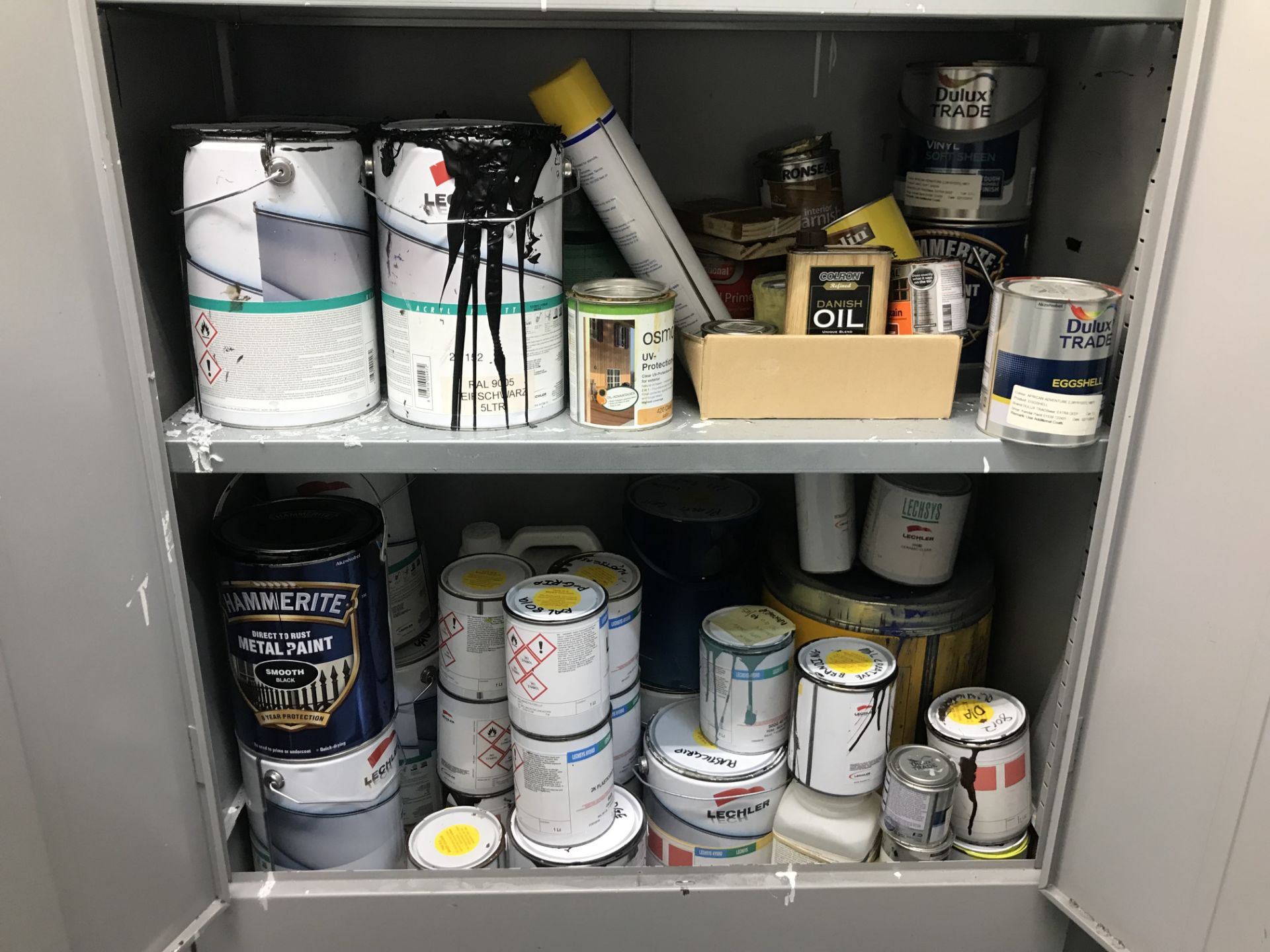 3 x Metal Paint Store Cabinets w/ Contents - Includes Various Paints - Image 6 of 9
