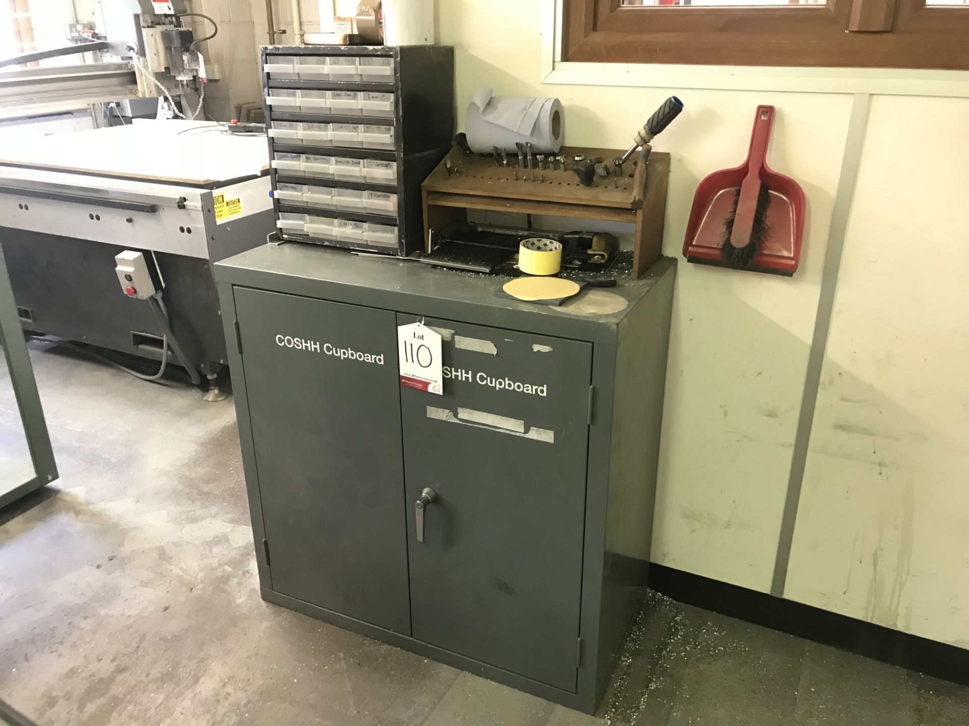 Metal COSHH Cupboard w/ Contents as pictured
