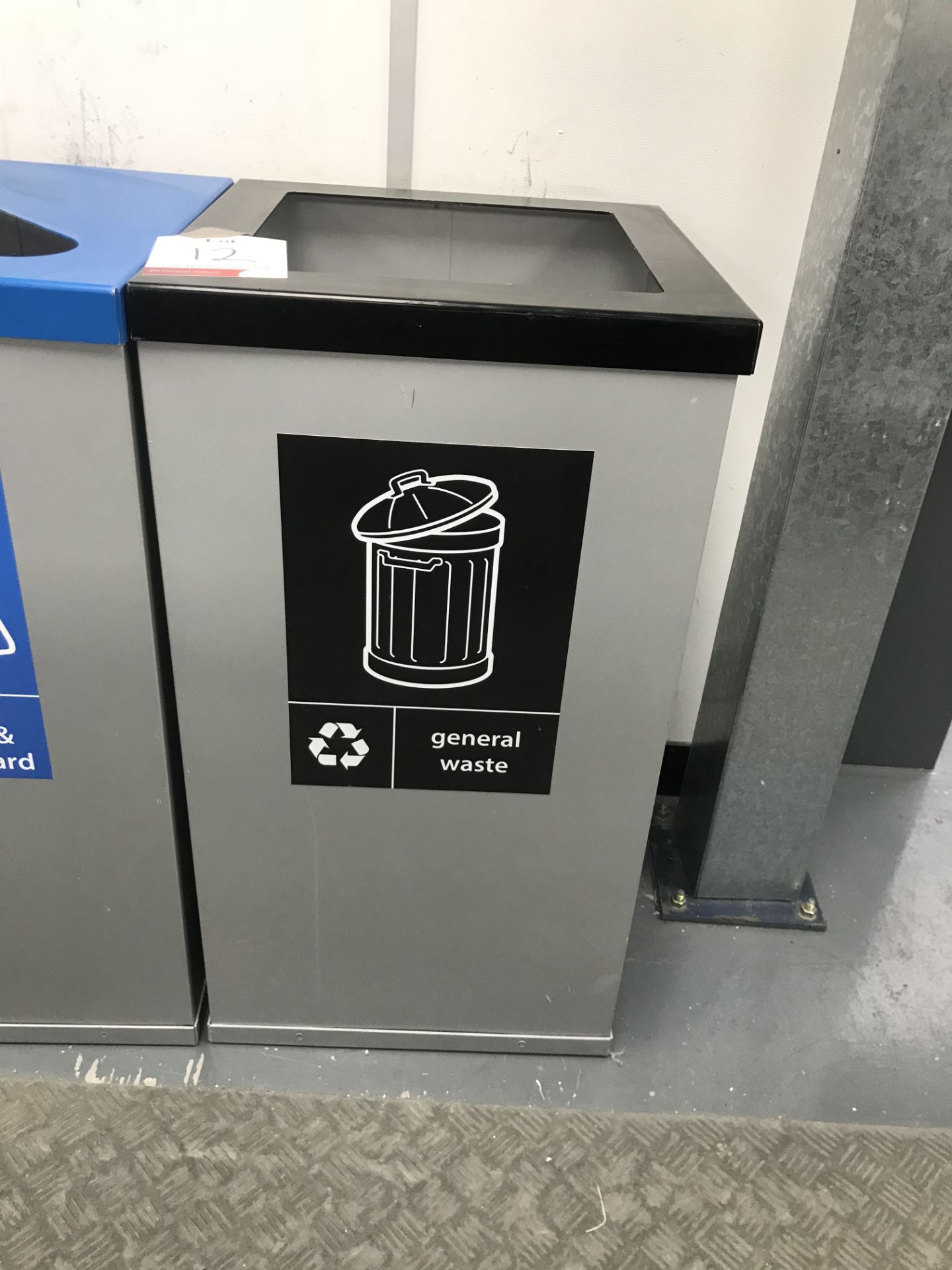 5 x Metal Bins for General Waste & Mixed Paper and Cardboard - Image 2 of 3