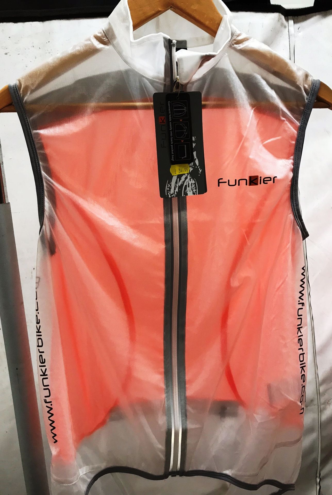 5 x Funkier cycling transparent windbreaker gilets - various sizes - RRP£174.95 - New w/ tags - Image 2 of 4