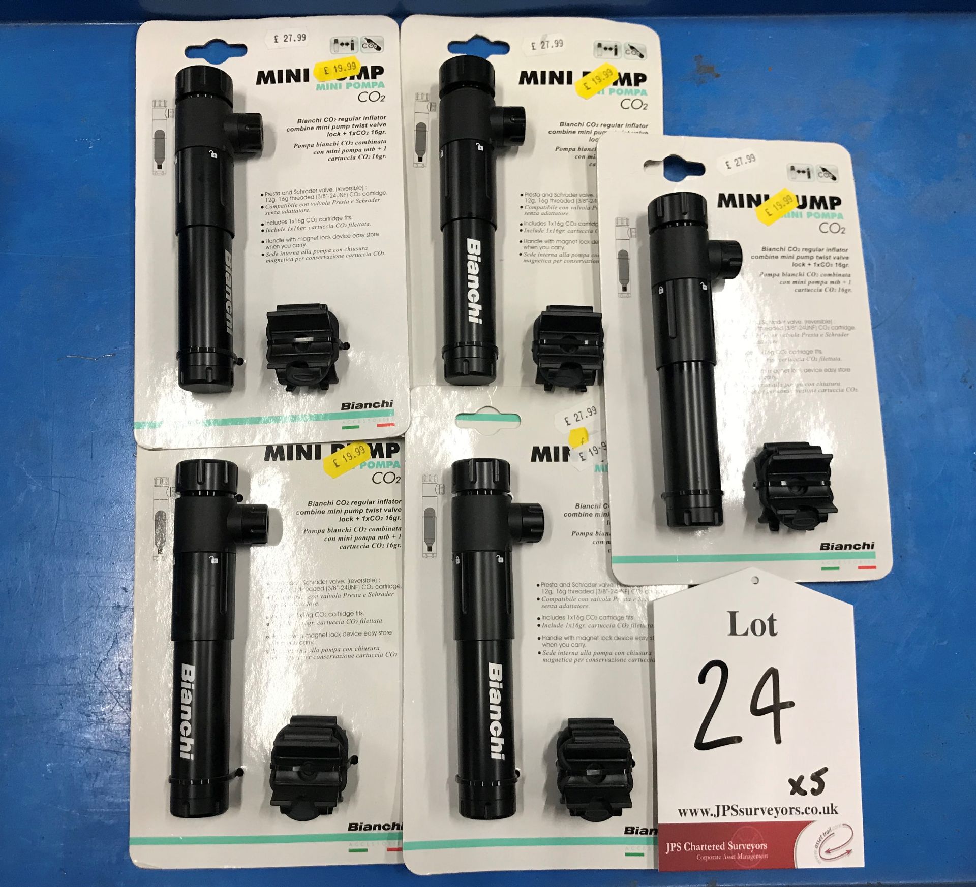 5 x Bianchi Mini Bike Pumps - RRP £27.99 Each