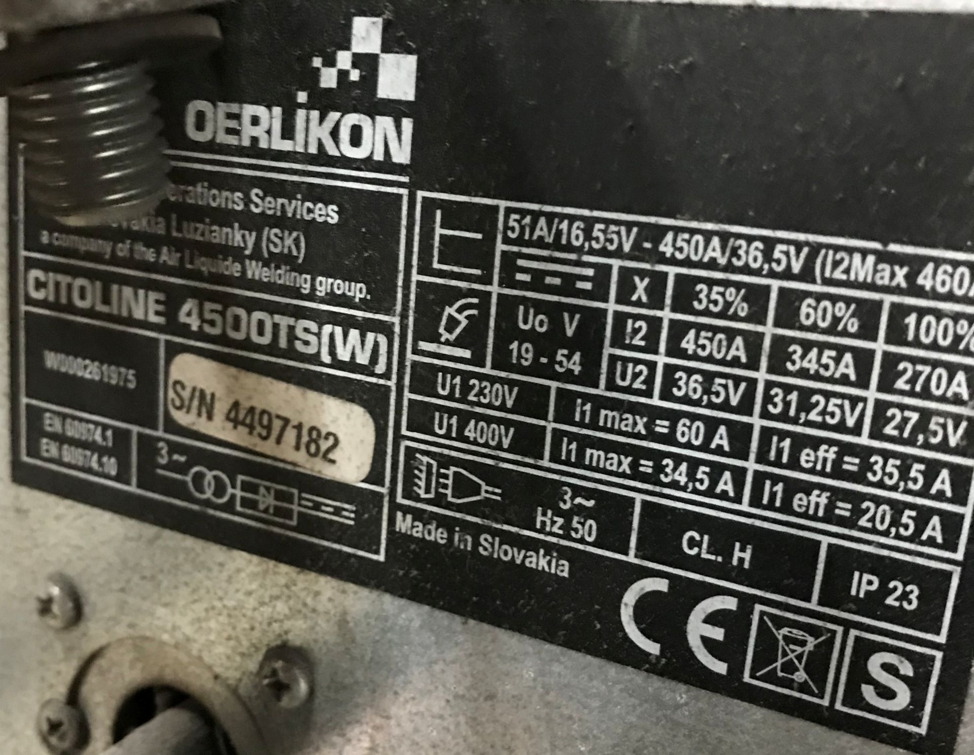 Oerlikon Citoline 4500TS (W) welder with Oerlikon power supply - Image 8 of 9