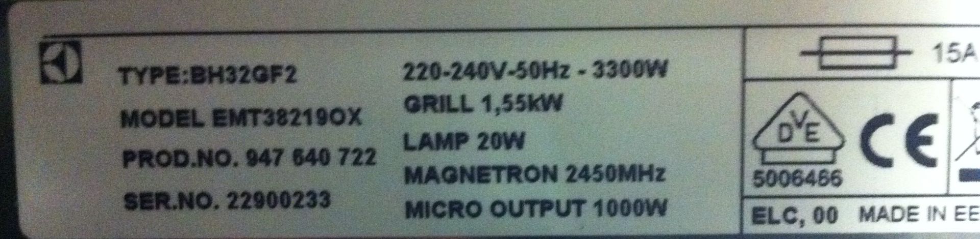 Electrolux EMT38219OX Built-in Microwave Oven With Grill - Image 3 of 3