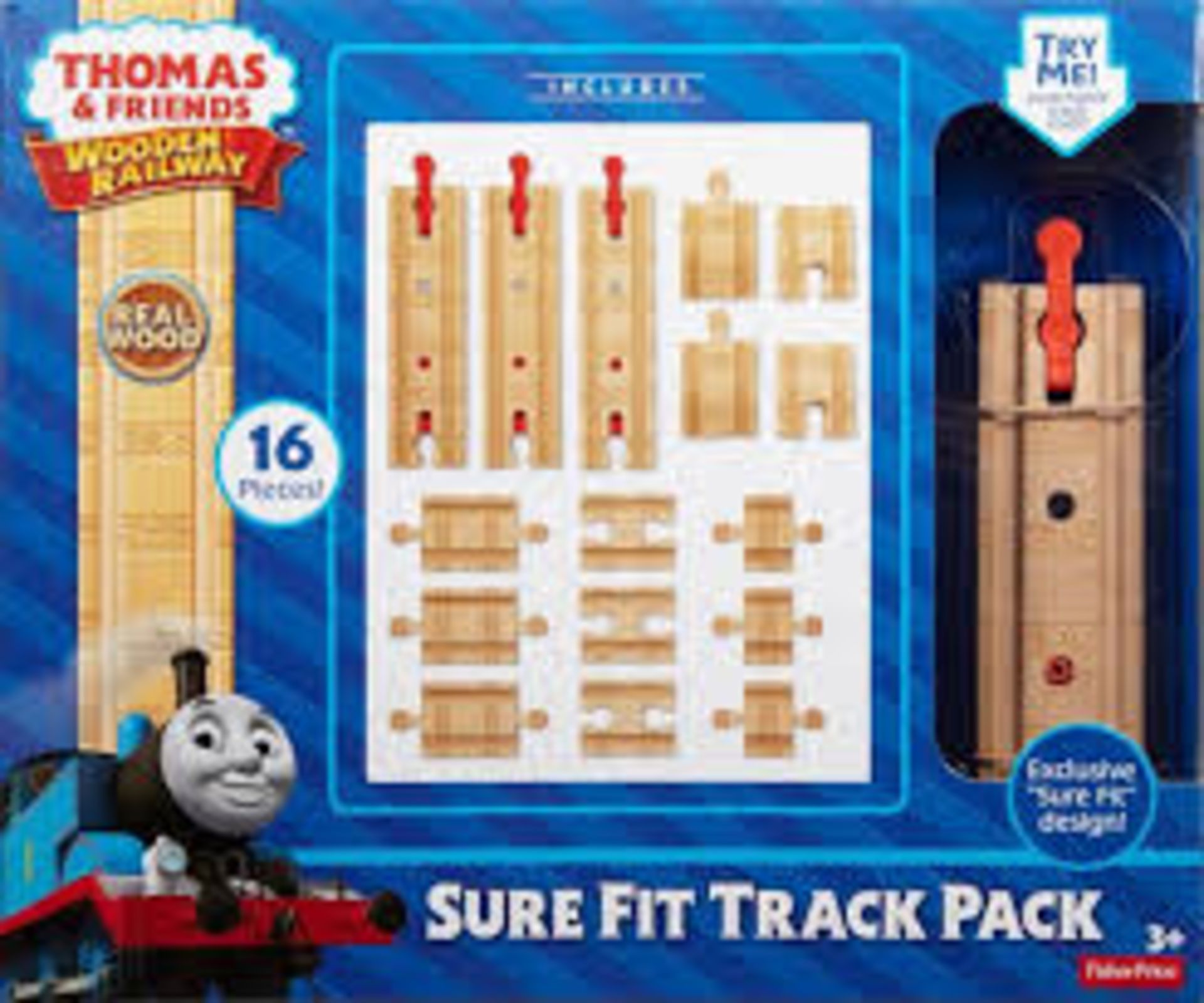 120 x Fisher-Price Toy - Thomas and Friends Wooden Railway - Sure Fit Track Pack - 16 Real Wood Piec