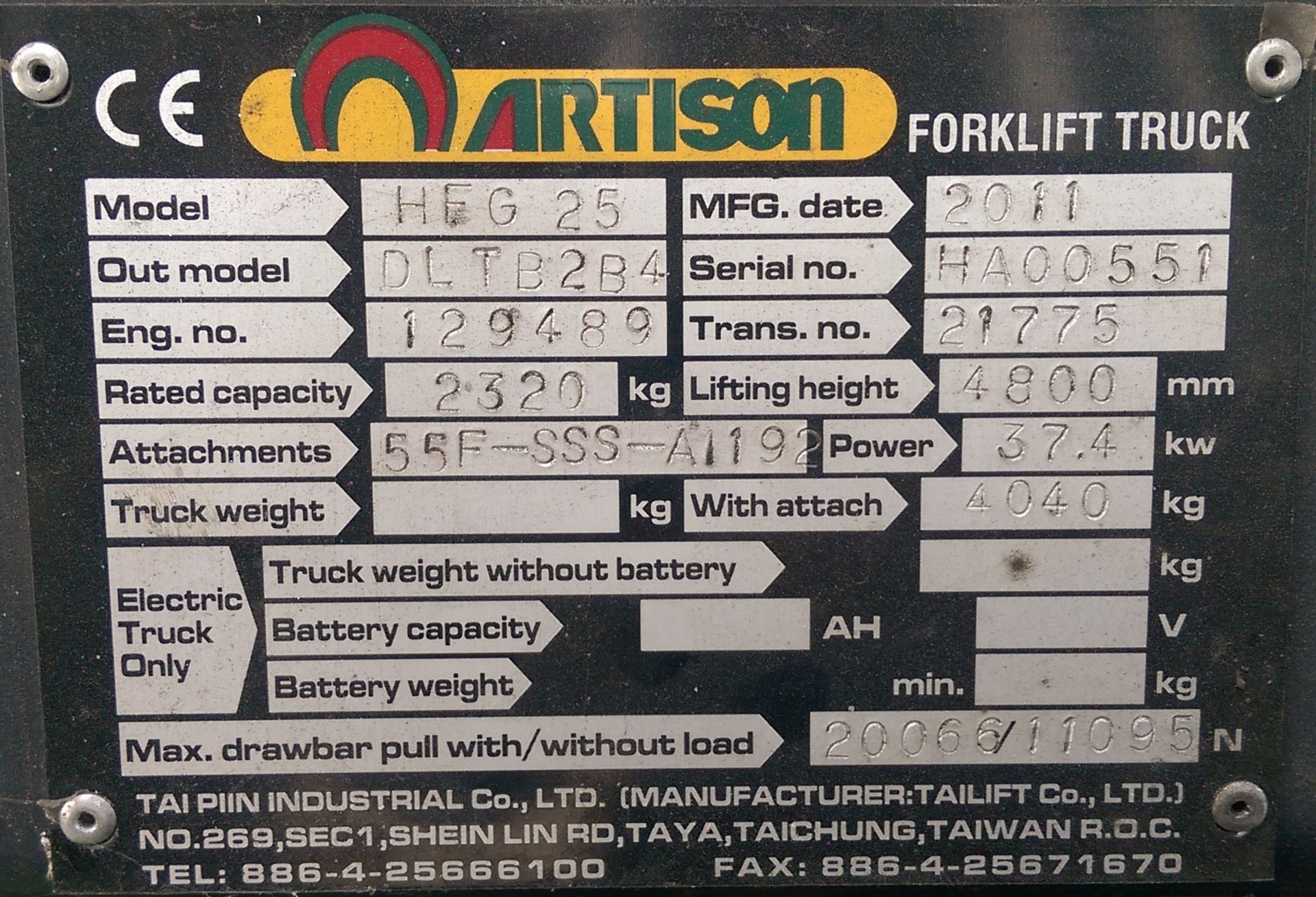 Artison HFG25 Forklift - Image 5 of 7