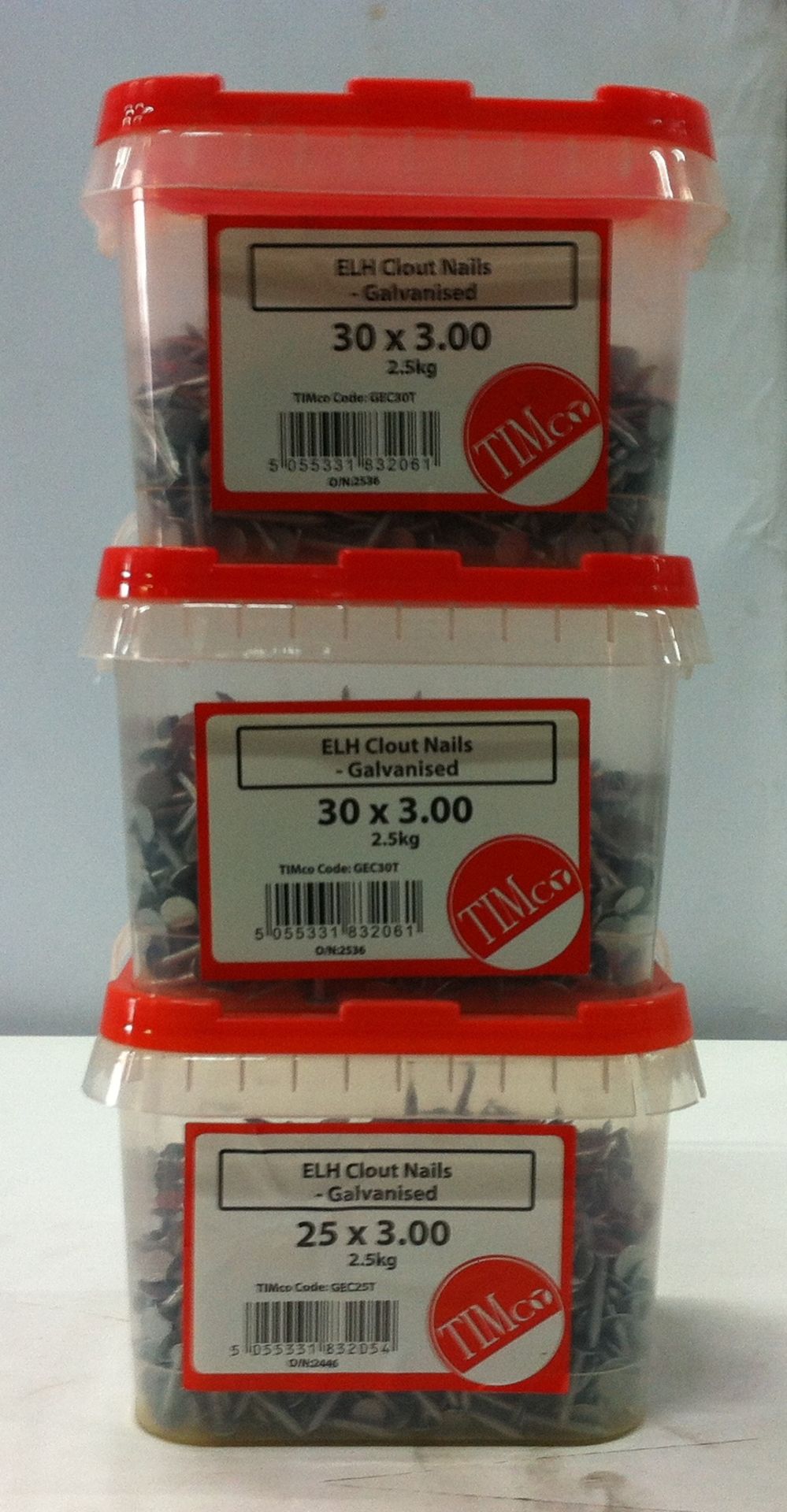 13 x 2.5kg Tubs of Timco Galvanised Clout Nails - See Description for Sizes - Image 5 of 9