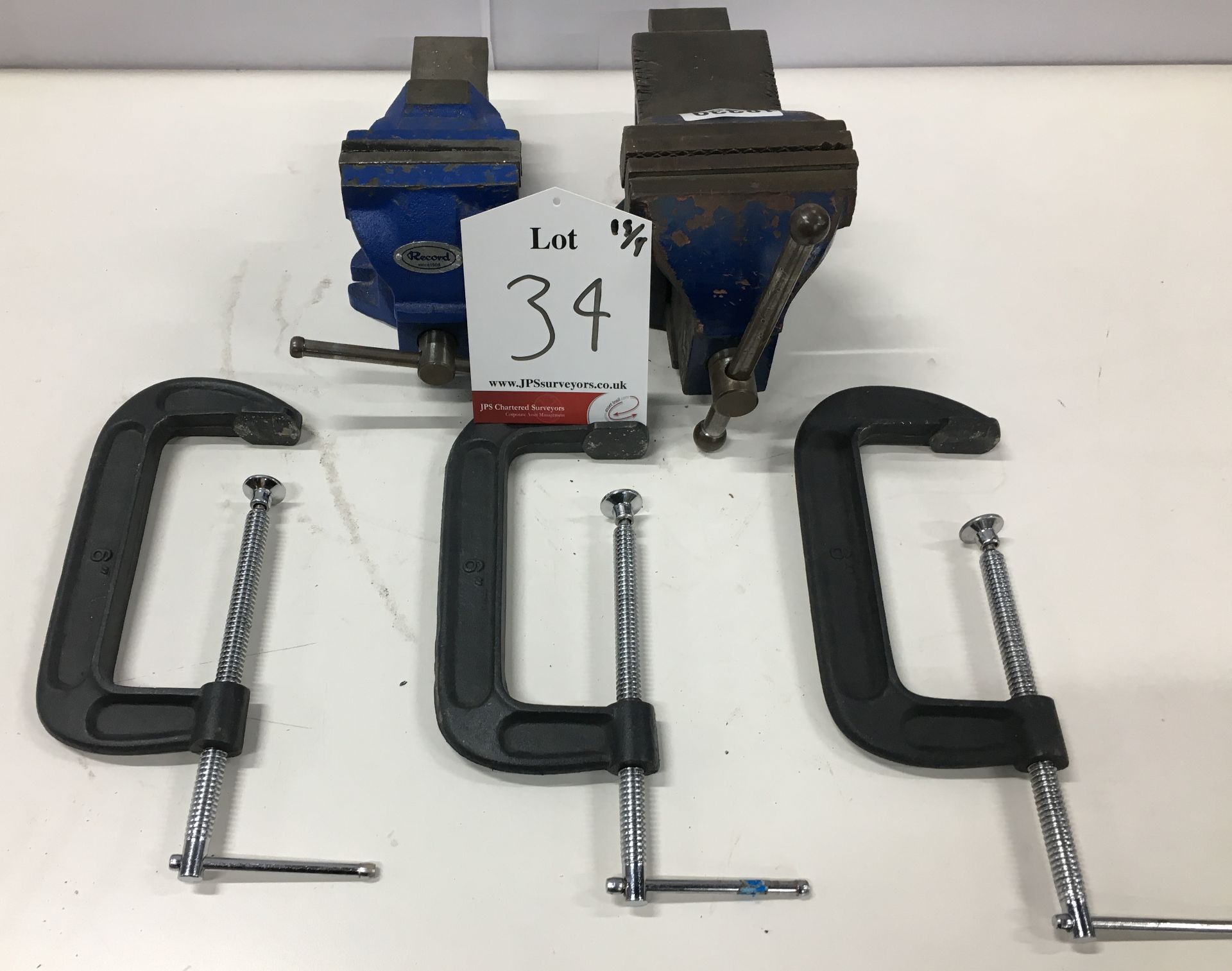 2 x Bench Vices and 3 x 6" G-Clamps