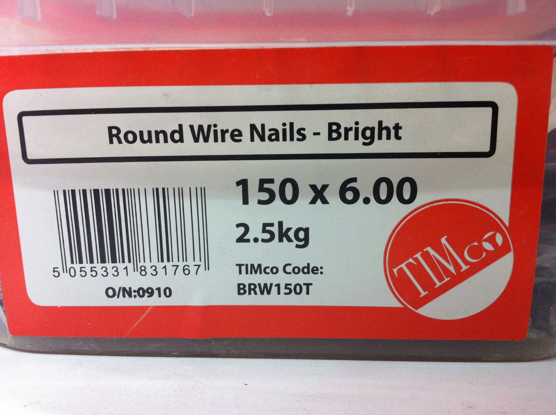 5 x 2.5kg Tubs of Timco Round Wire Nails - Size: 150 x 6.00 - Image 2 of 2