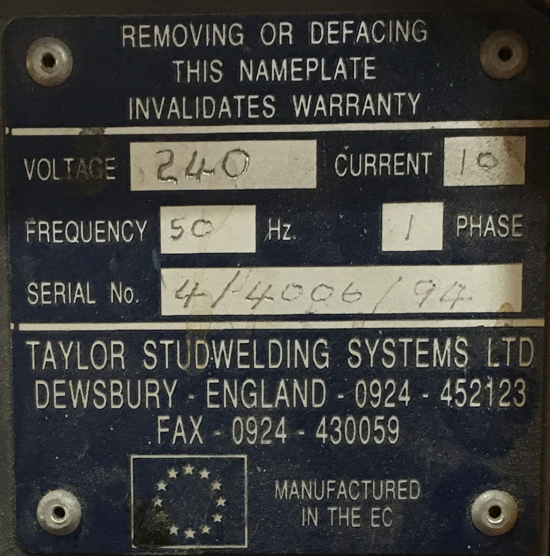 Taylor Studwelding T-ARC System 4 CD Stud Welder with Trolley - Image 3 of 7