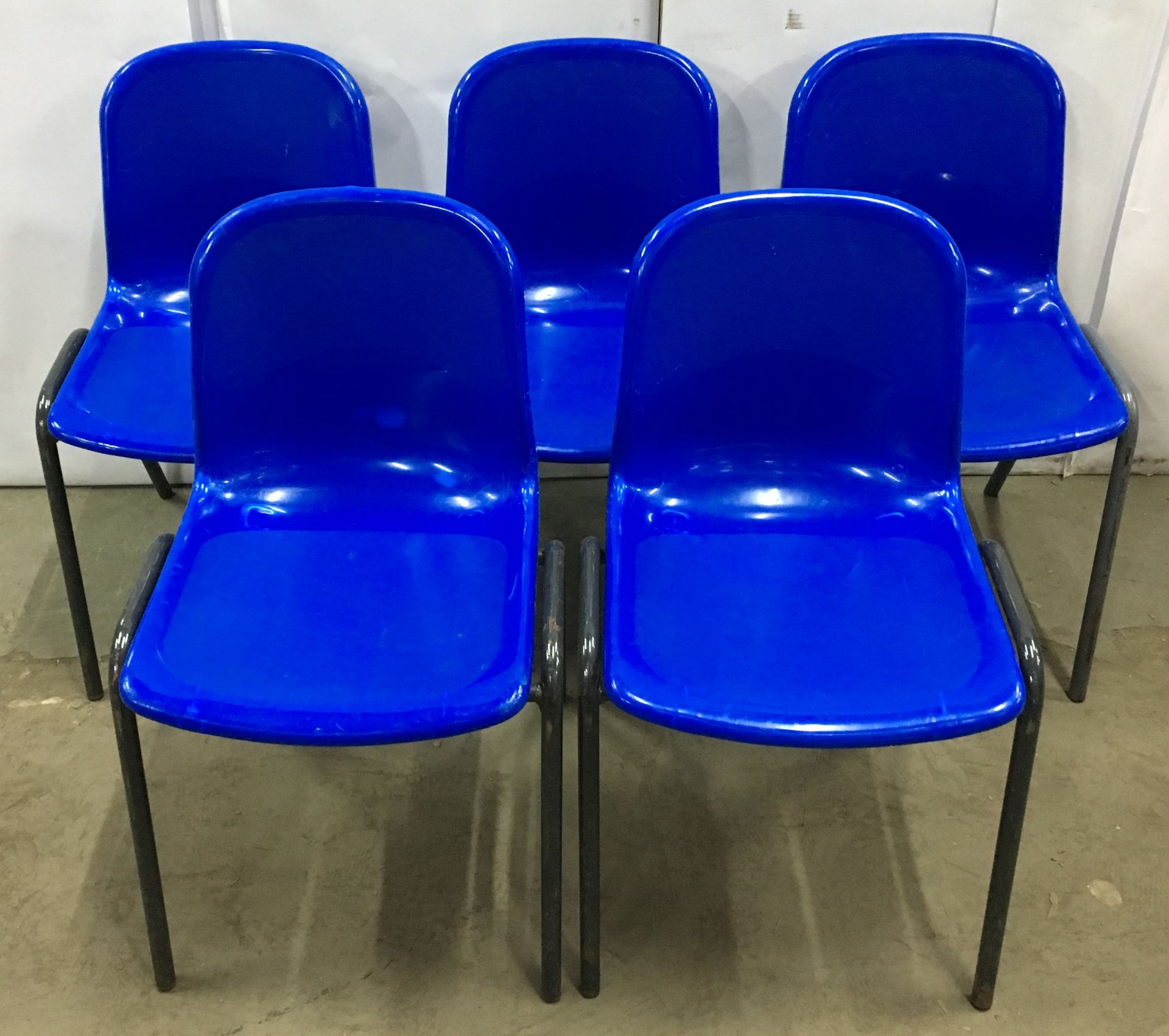 5x Blue Plastic School Chairs