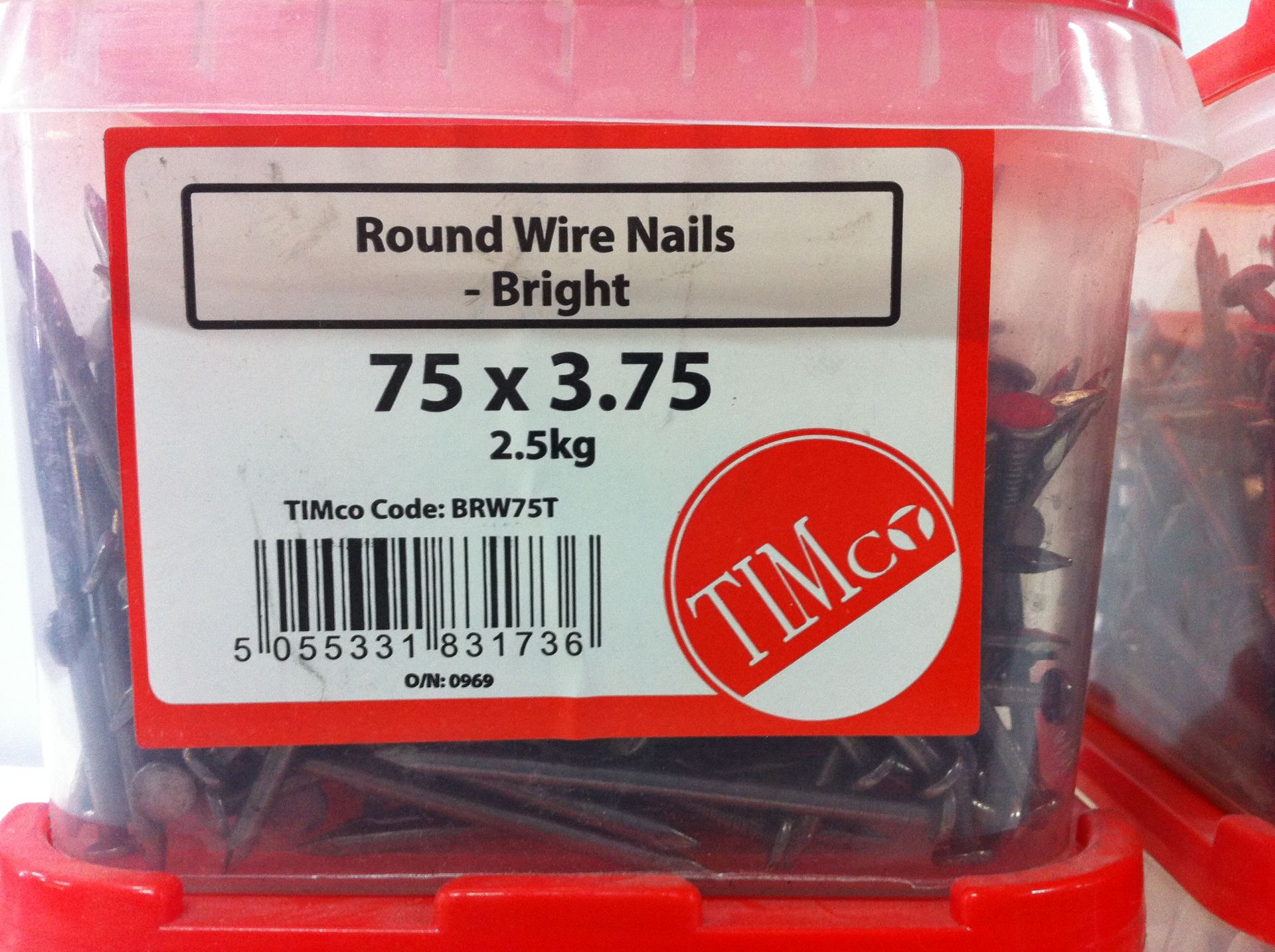 4 x 2.5kg Tubs of Timco Round Wire Nails - Size: 75 x 3.75 - Image 2 of 2