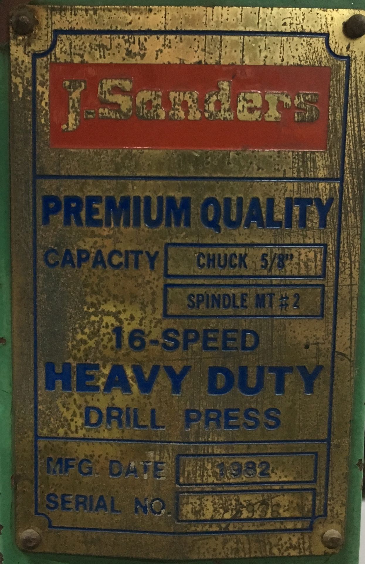 J Sanders Heavy Duty Drill Press - Image 3 of 4