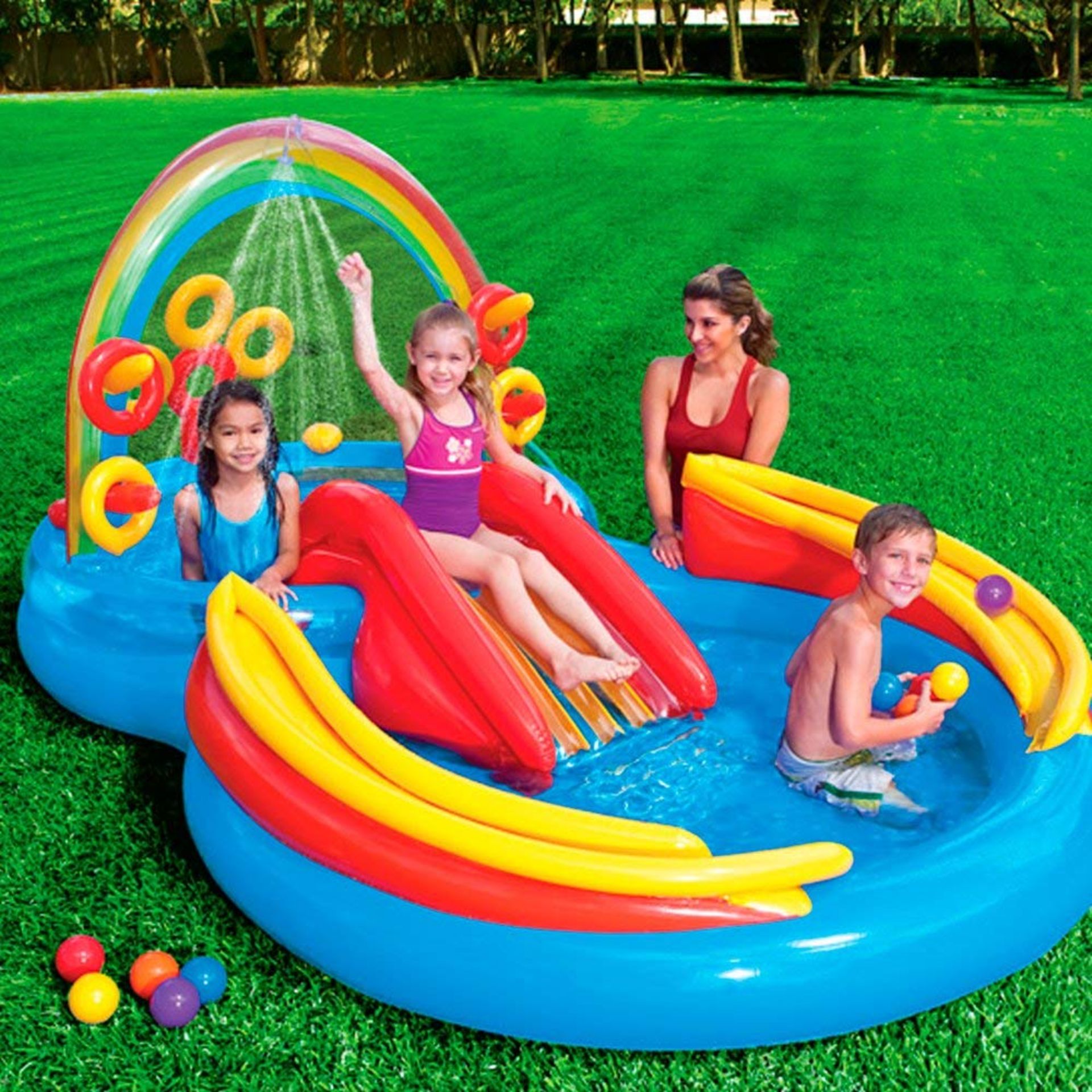 1 x Intex Rainbow Ring Play Centre | 6941057402499 | RRP £ 59.99 DAMAGED PACKAGING - Image 2 of 2