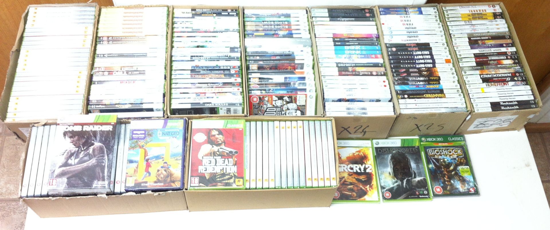 214 x Xbox 360 Games and TV Box Sets