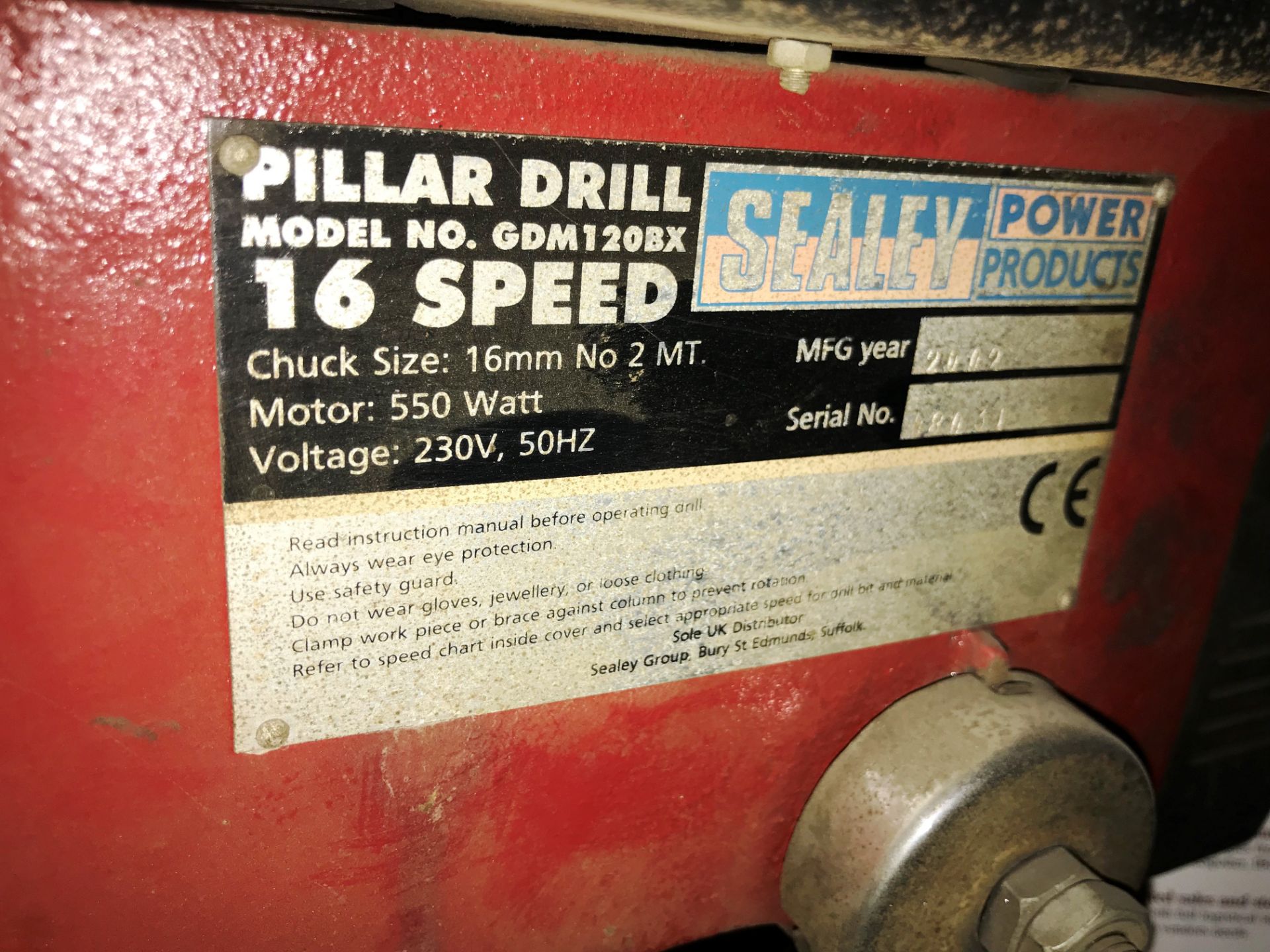 Sealey GDM120BX 16 Speed Pillar Drill - Image 3 of 4