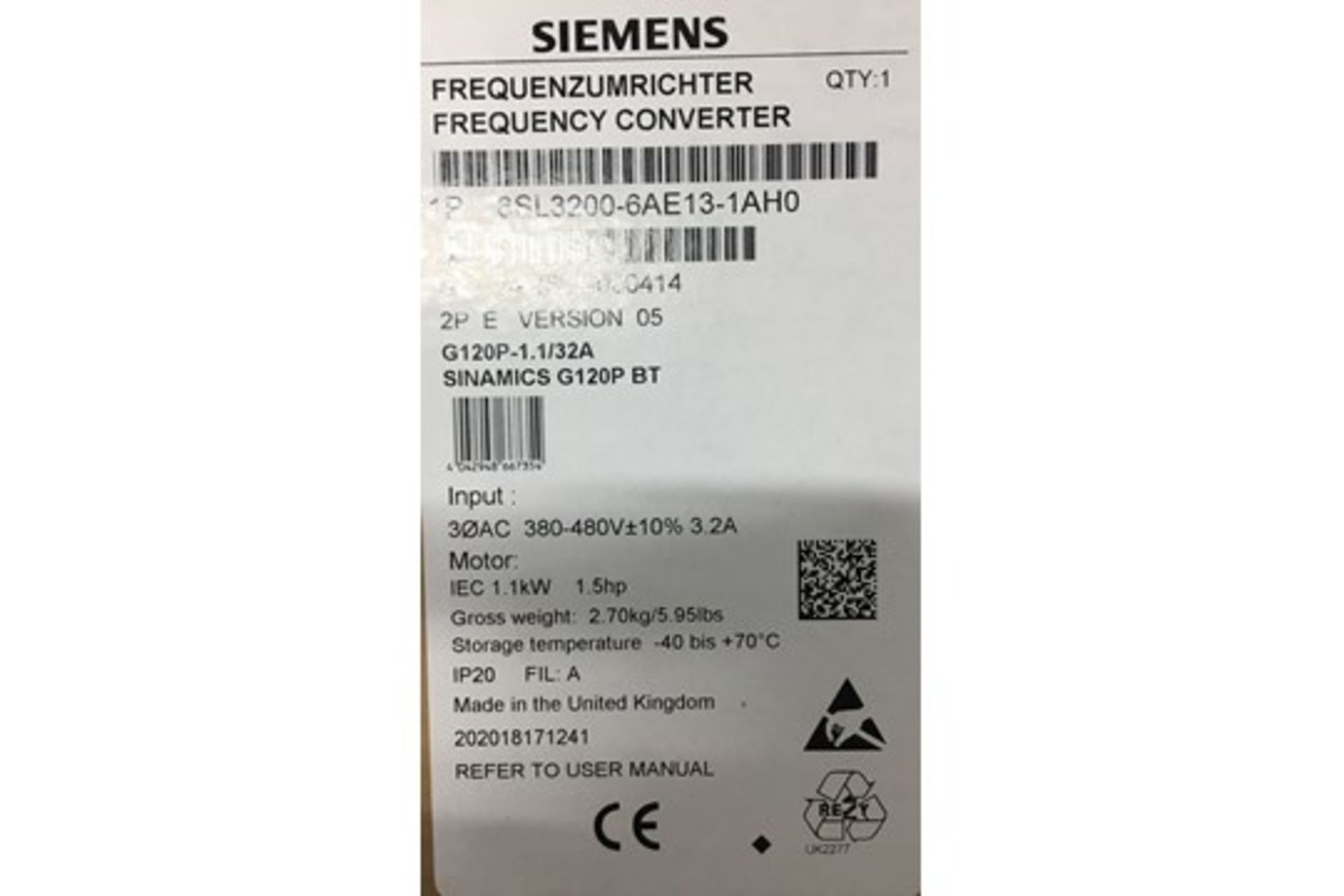 Siemens G120P Variable Speed Drive