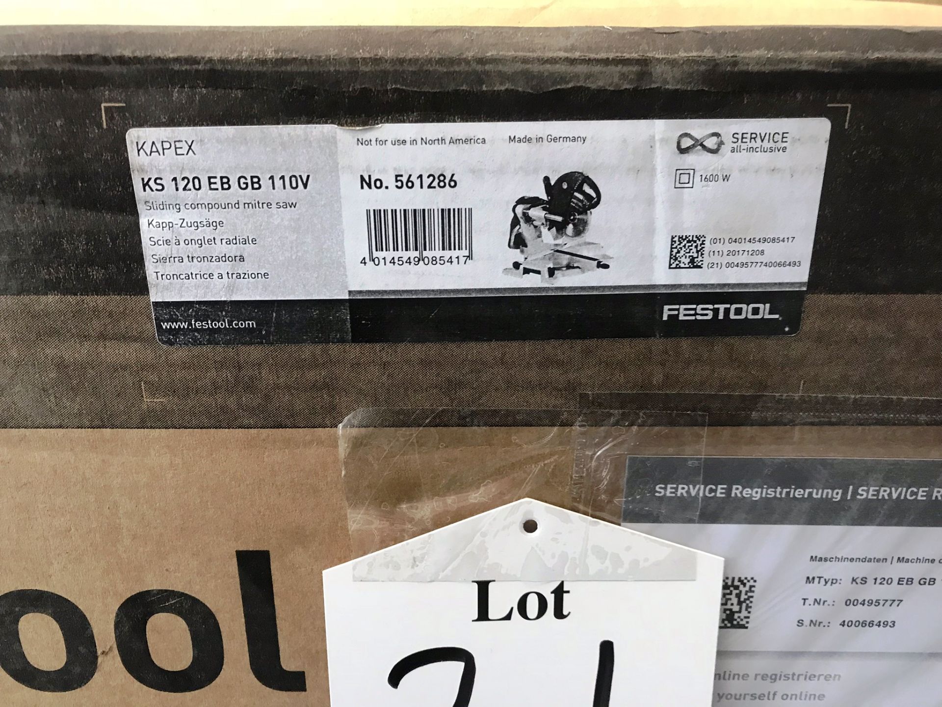 BNIB Festool KS 120 EB GB Sliding Compound Mitre Saw Kapex - 110 V - Bild 3 aus 4