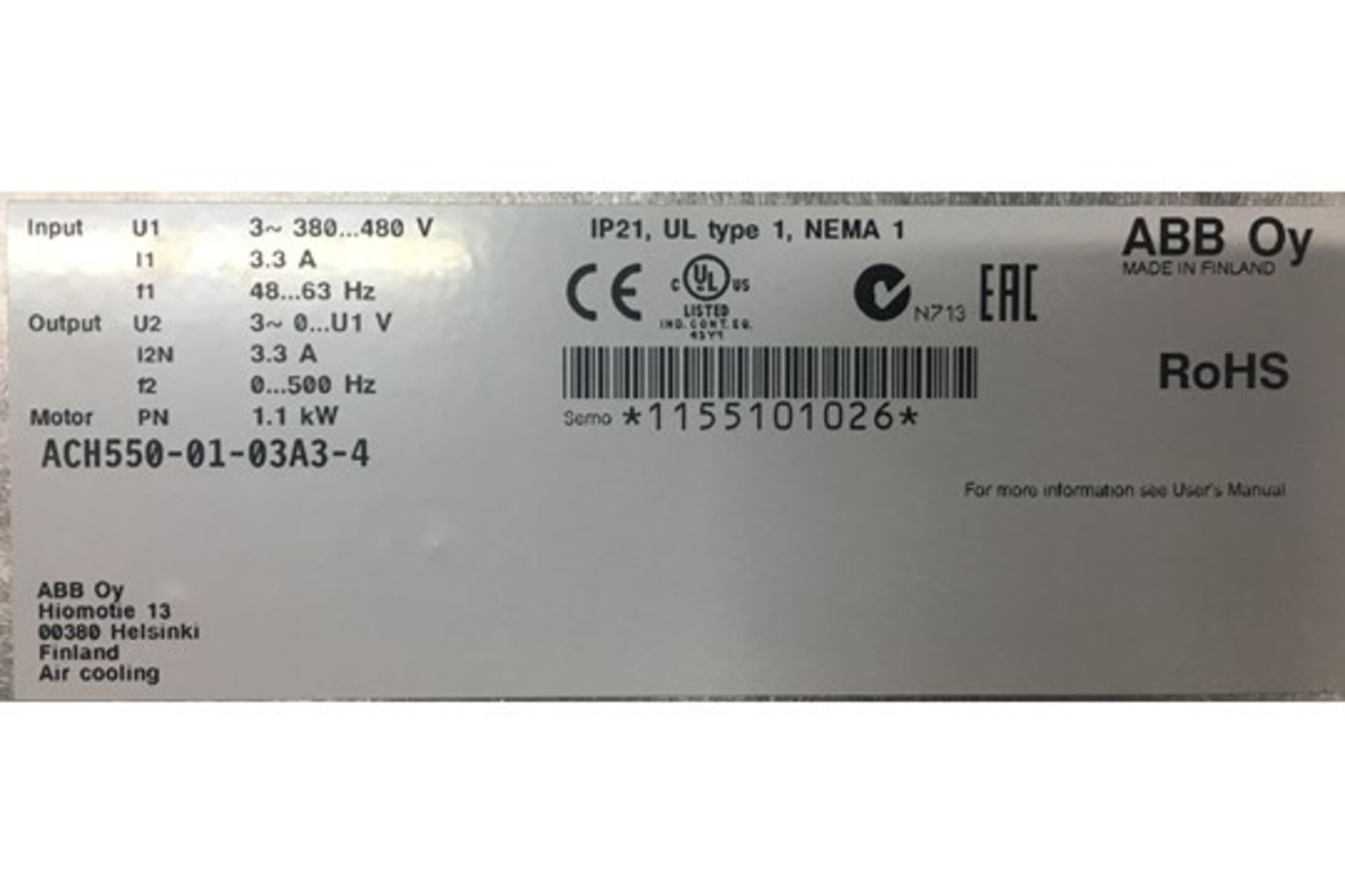 ABB ACH550-01-03A3-4 Inverter - Image 3 of 3