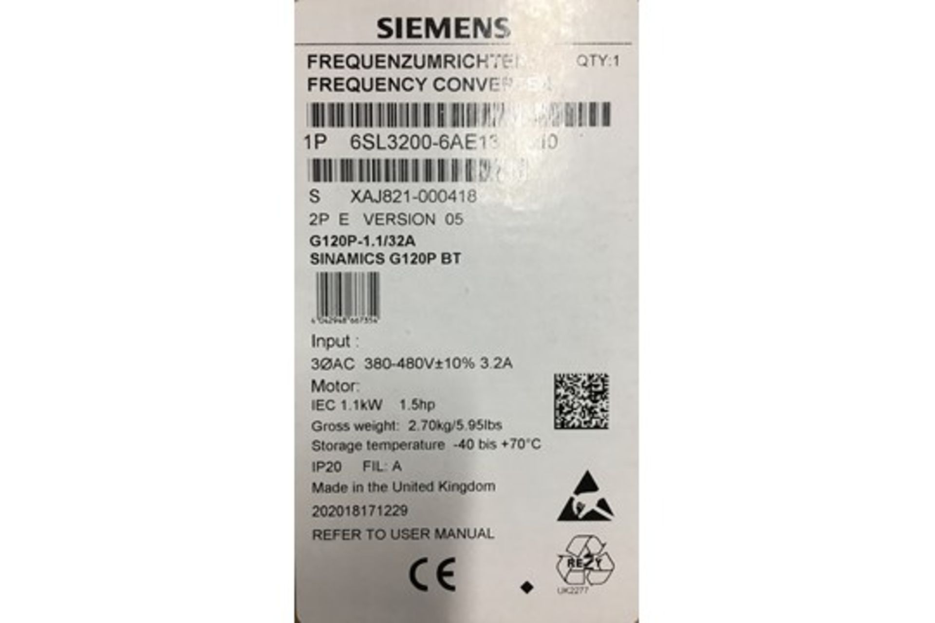 Siemens G120P Variable Speed Drive