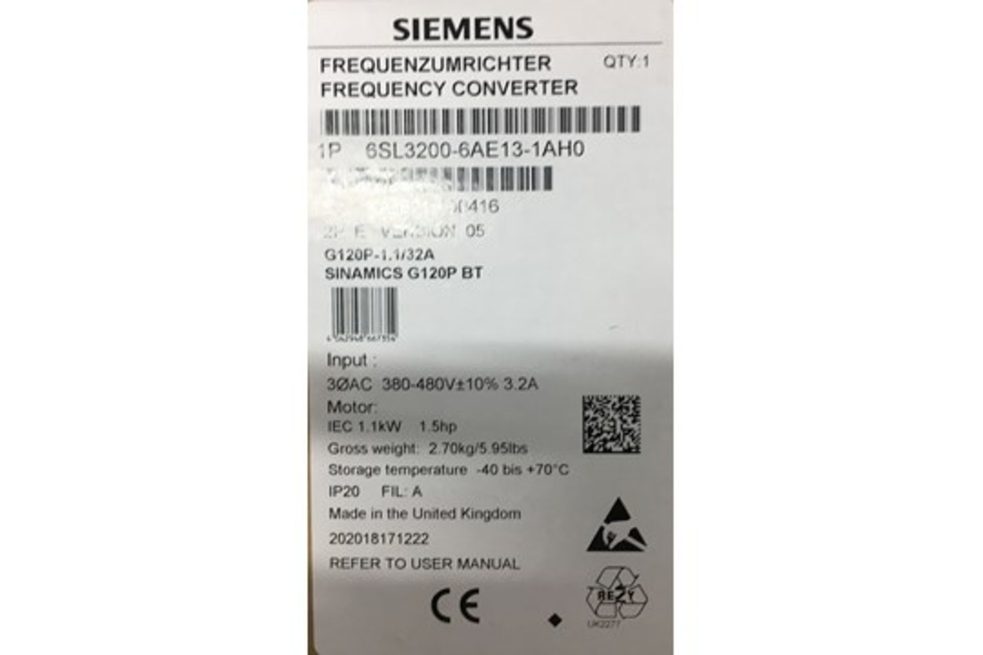 Siemens G120P Variable Speed Drive