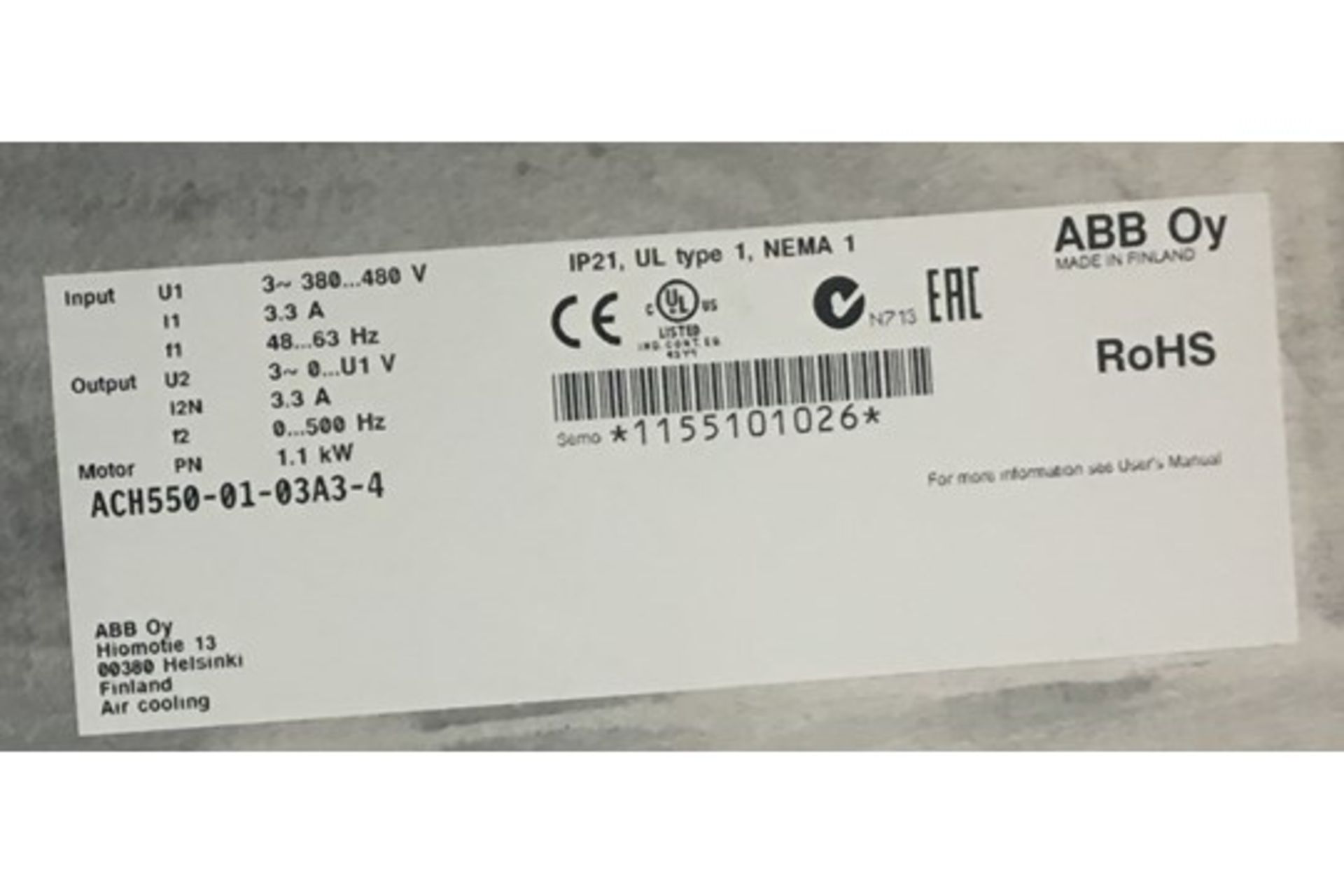 ABB ACH550-01-03A3-4 Inverter - Image 2 of 3