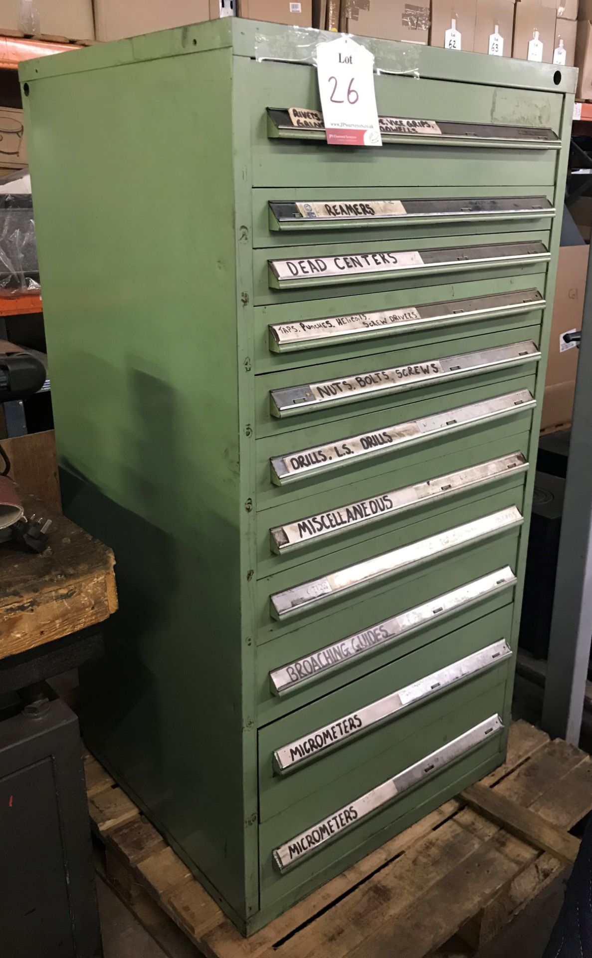 11 Drawer Tool Cabinet w/ Contents As Pictured