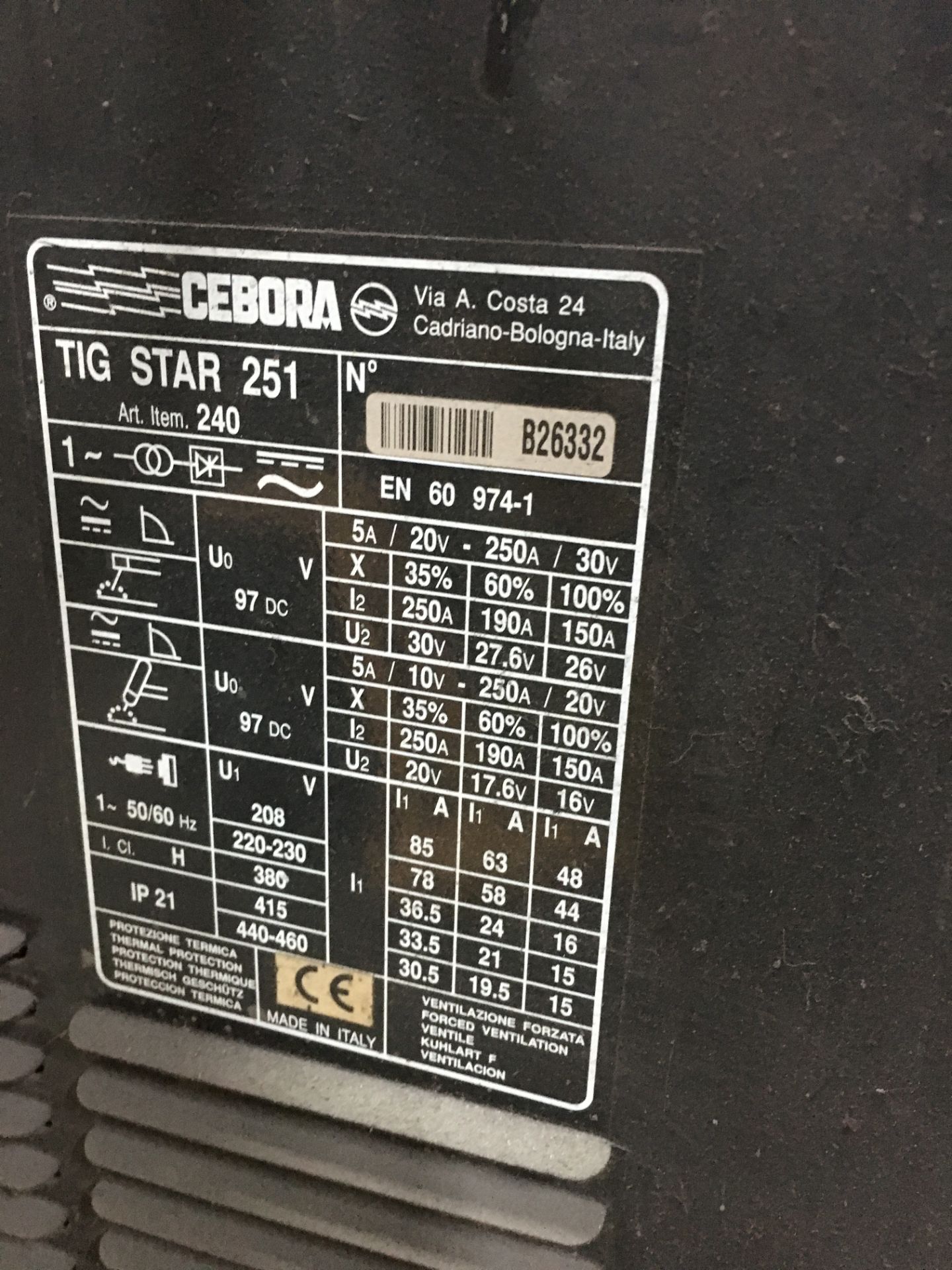 Cebora Tig Star 251 AC/DC Welder - Image 5 of 5