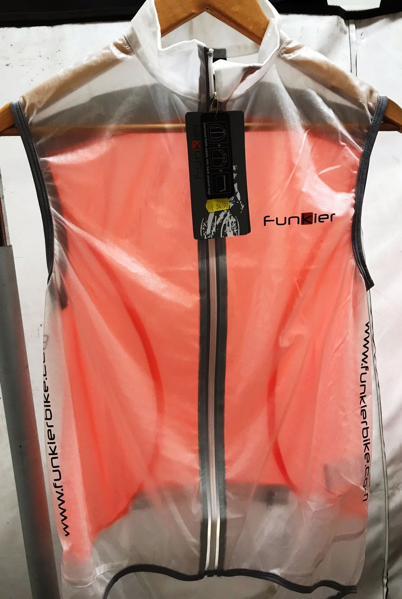 5 x Funkier Cycling Transparent Windbreaker Gilets - Various Sizes - RRP £174.95 - New w/ Tags - Image 2 of 4