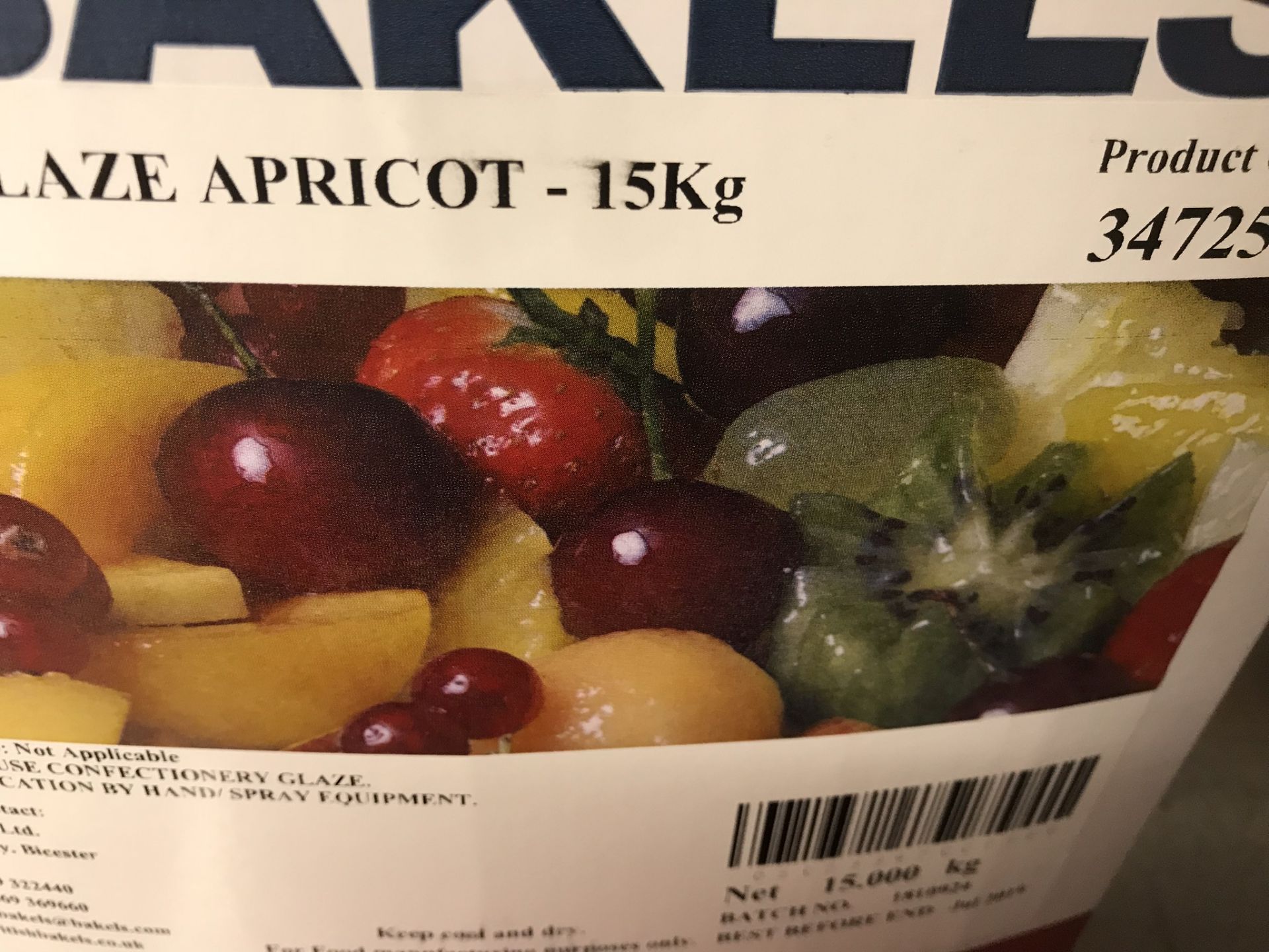 3 x Bakels Inst Superglaze Apricot - 15kg - Product Code: 347250 - 07/2019 - Image 4 of 5