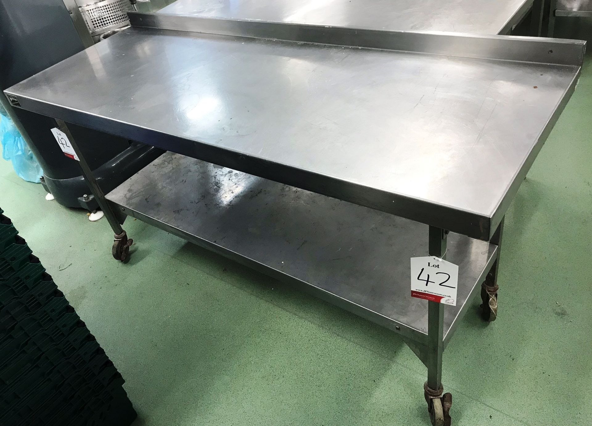 Mobile Stainless Steel Preparation Table w/ Undershelf & Upstand - 1800mm Length