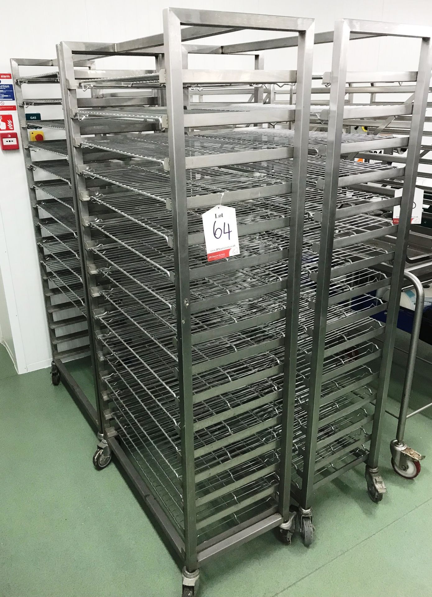 3 x 16 Tier Mobile Metal Cooling Racks w/ Trays