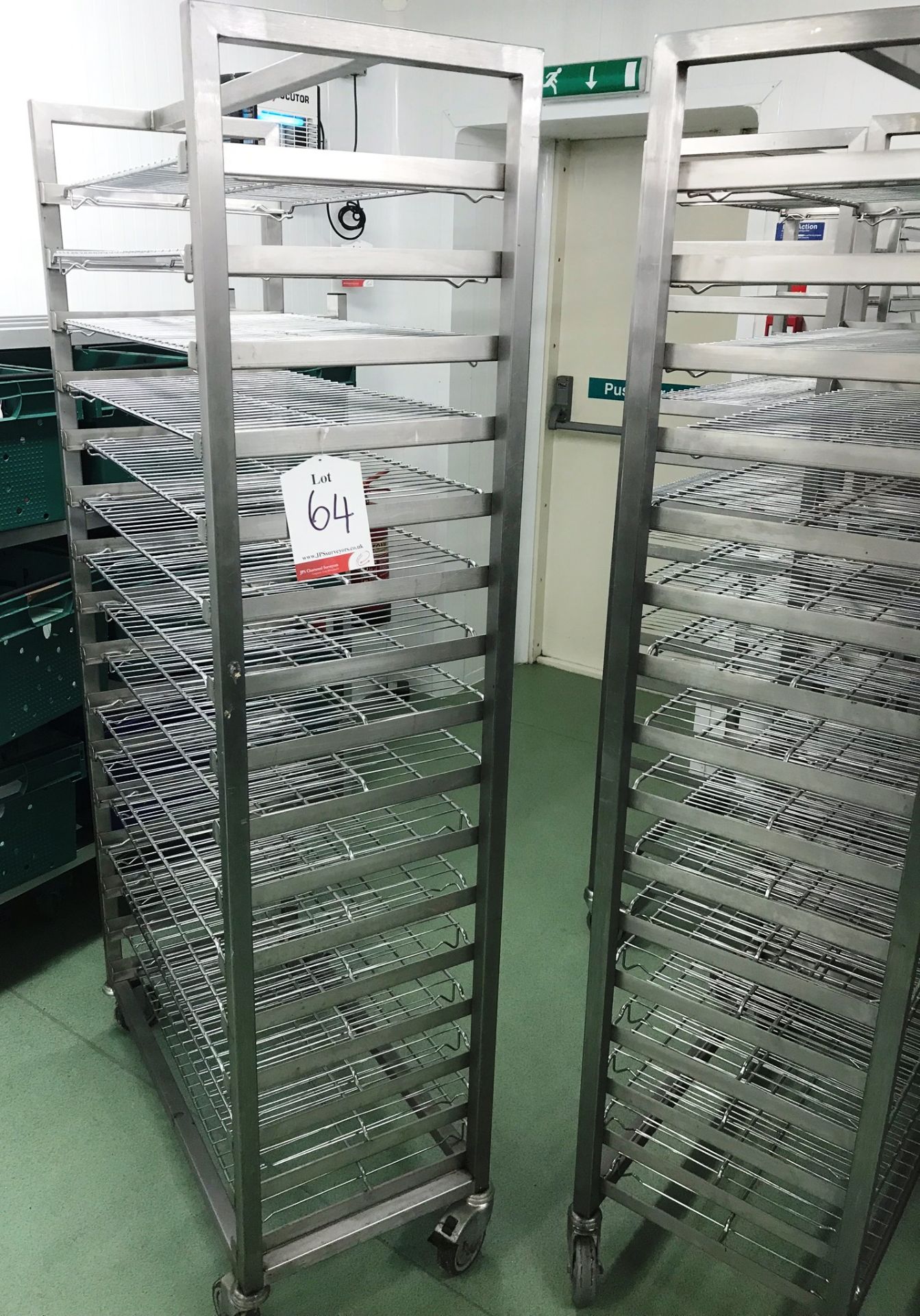 3 x 16 Tier Mobile Metal Cooling Racks w/ Trays - Image 2 of 4