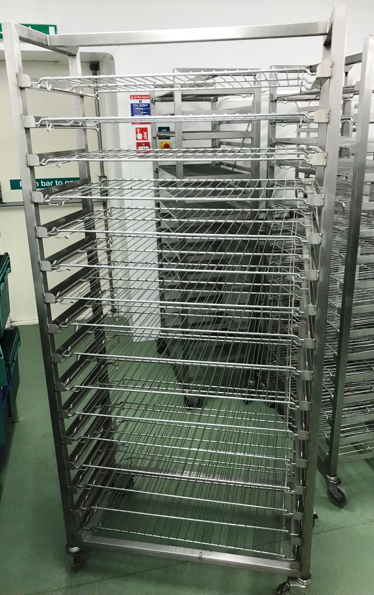 3 x 16 Tier Mobile Metal Cooling Racks w/ Trays - Image 3 of 4