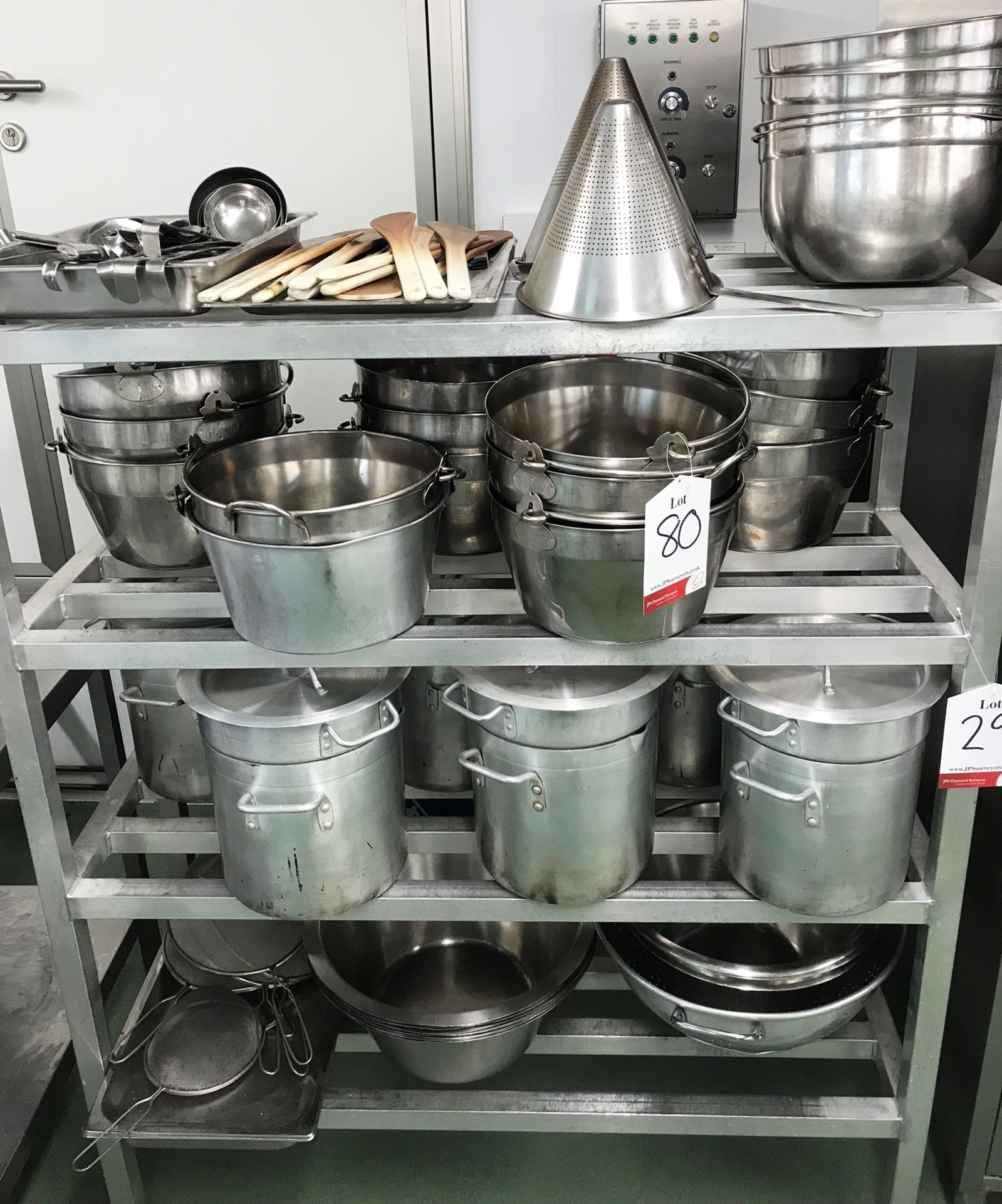 Quantity Of Various Commercial Pots | Pans | Bowls | Ladles - As Pictured | RACK NOT INCLUDED