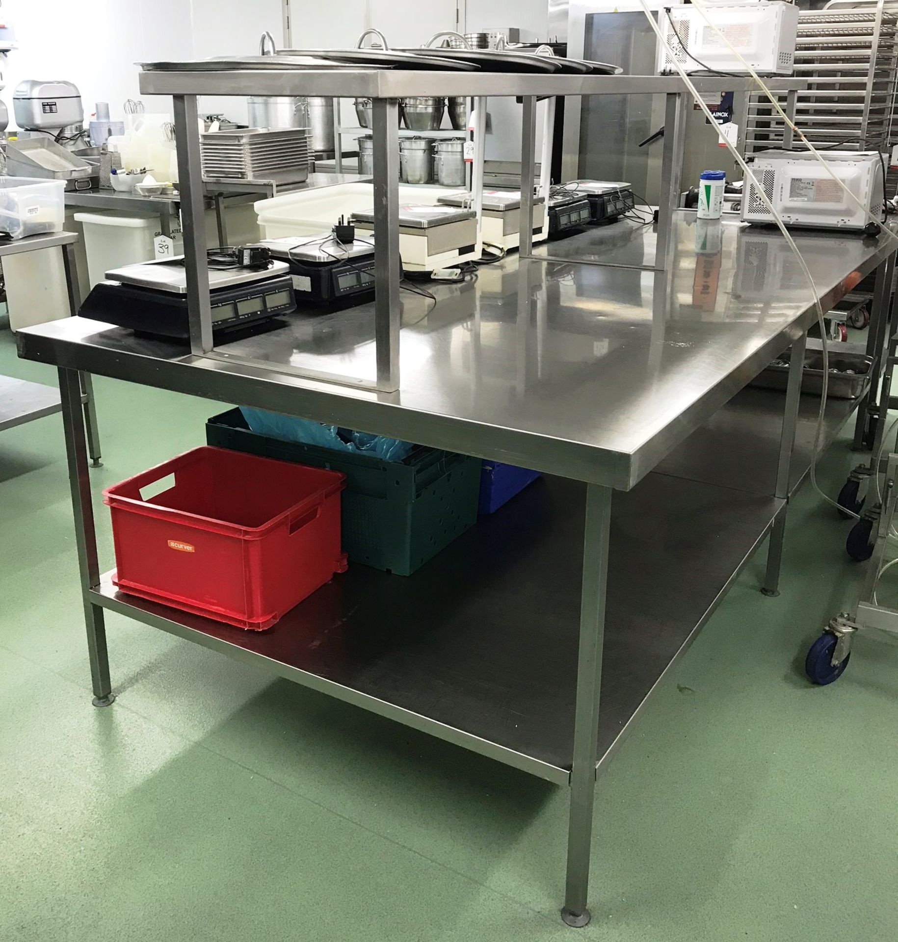 Stainless Steel Preparation Table w/ Gantry & Undershelf - 2850mm Length | CONTENTS NOT INCLUDED