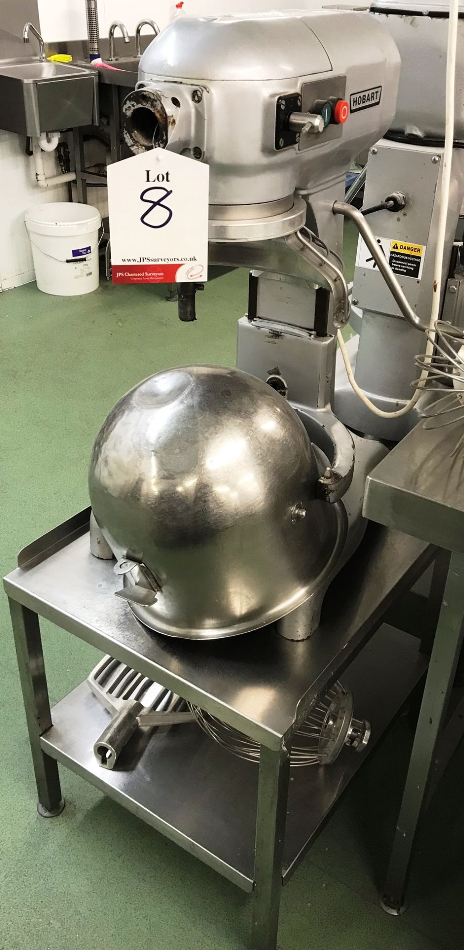 Hobart A200 20L Planetary Bench Mixer on Stainless Steel Stand w/ Flat Beater & 2 x Whisks