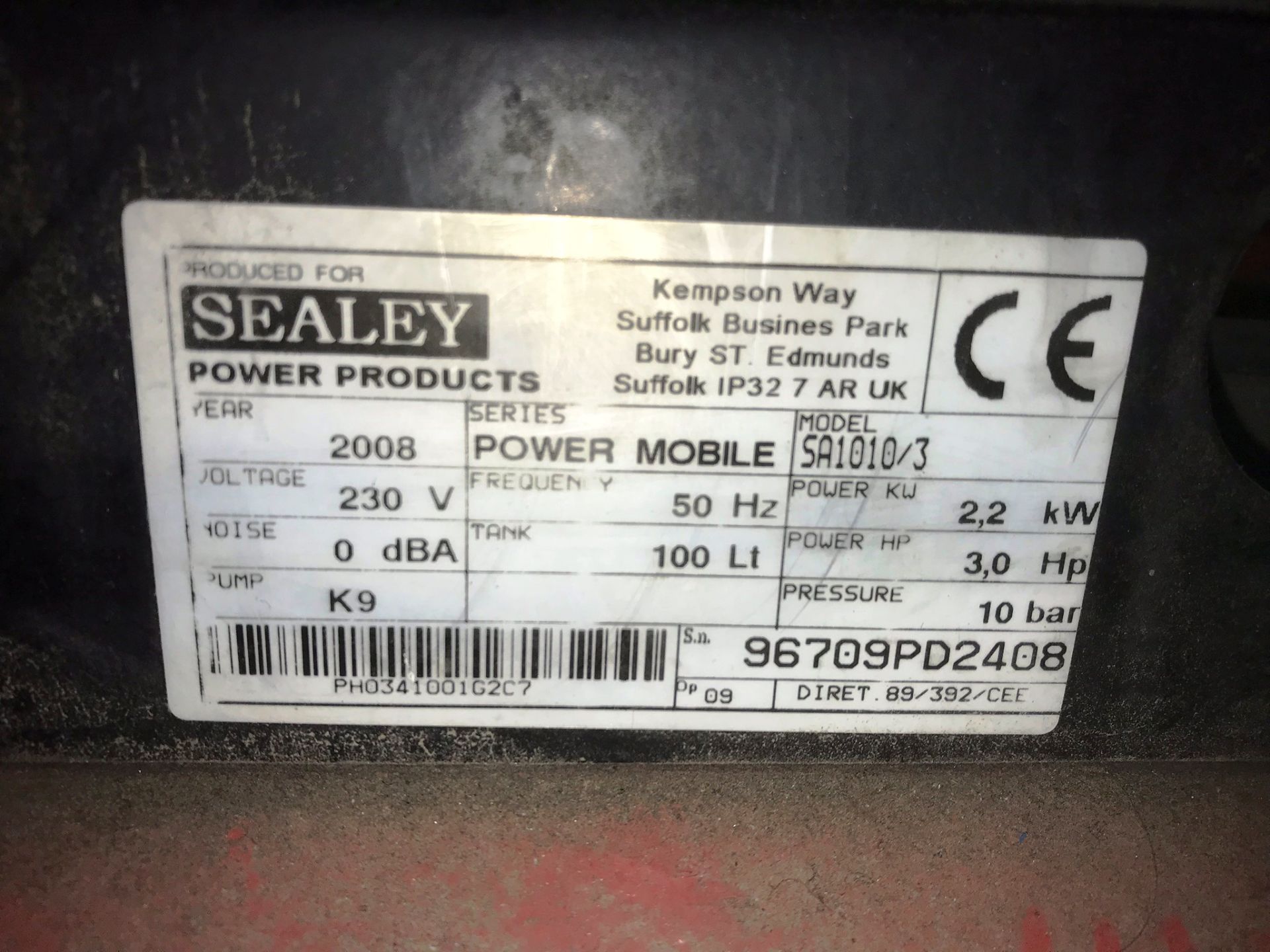 Sealey SA1010/3 Mobile Compressor | 100Ltr 3HP - Image 2 of 3