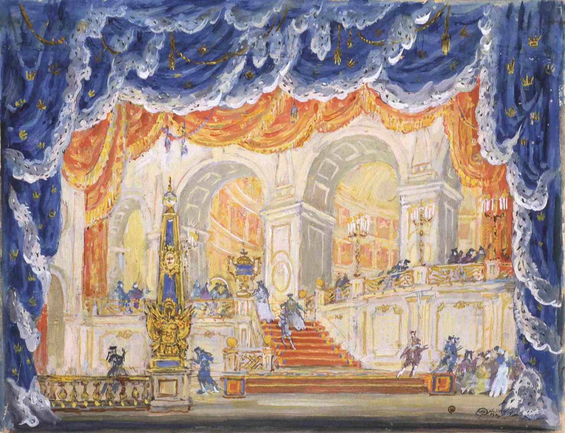 Mstislav Dobuzhinski (1875-1957) Bühnenbildentwurf für den Tanzsaal - Oper Giuseppe Verdi Ein