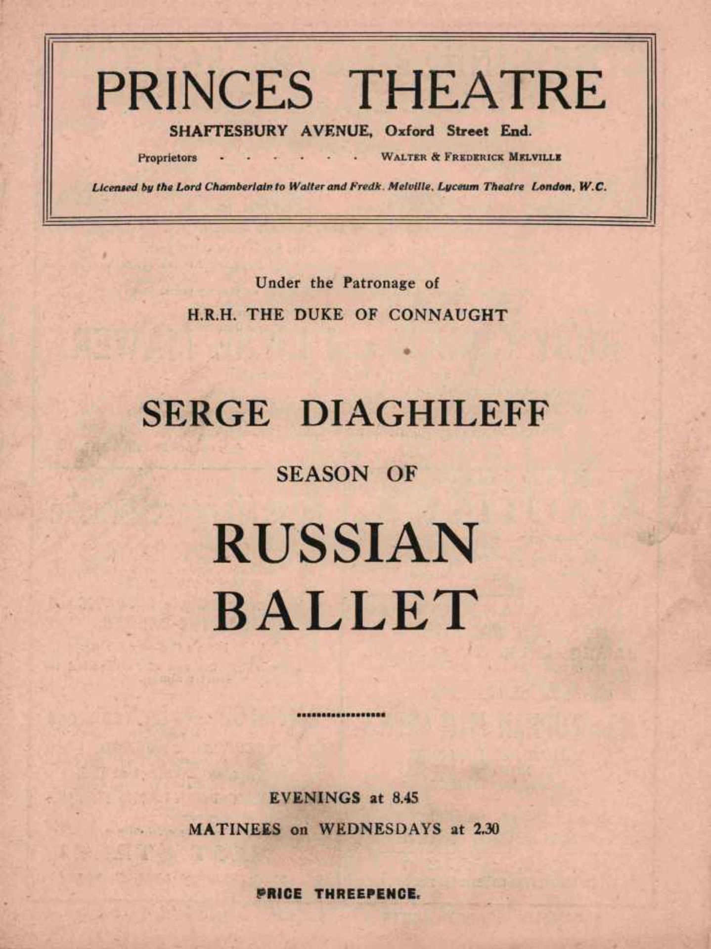 [BALLETS RUSSES, DIAGHILEW] Lot aus 4 Programmheften der Auftritte der Truppe der Ballets Russes von - Bild 2 aus 4