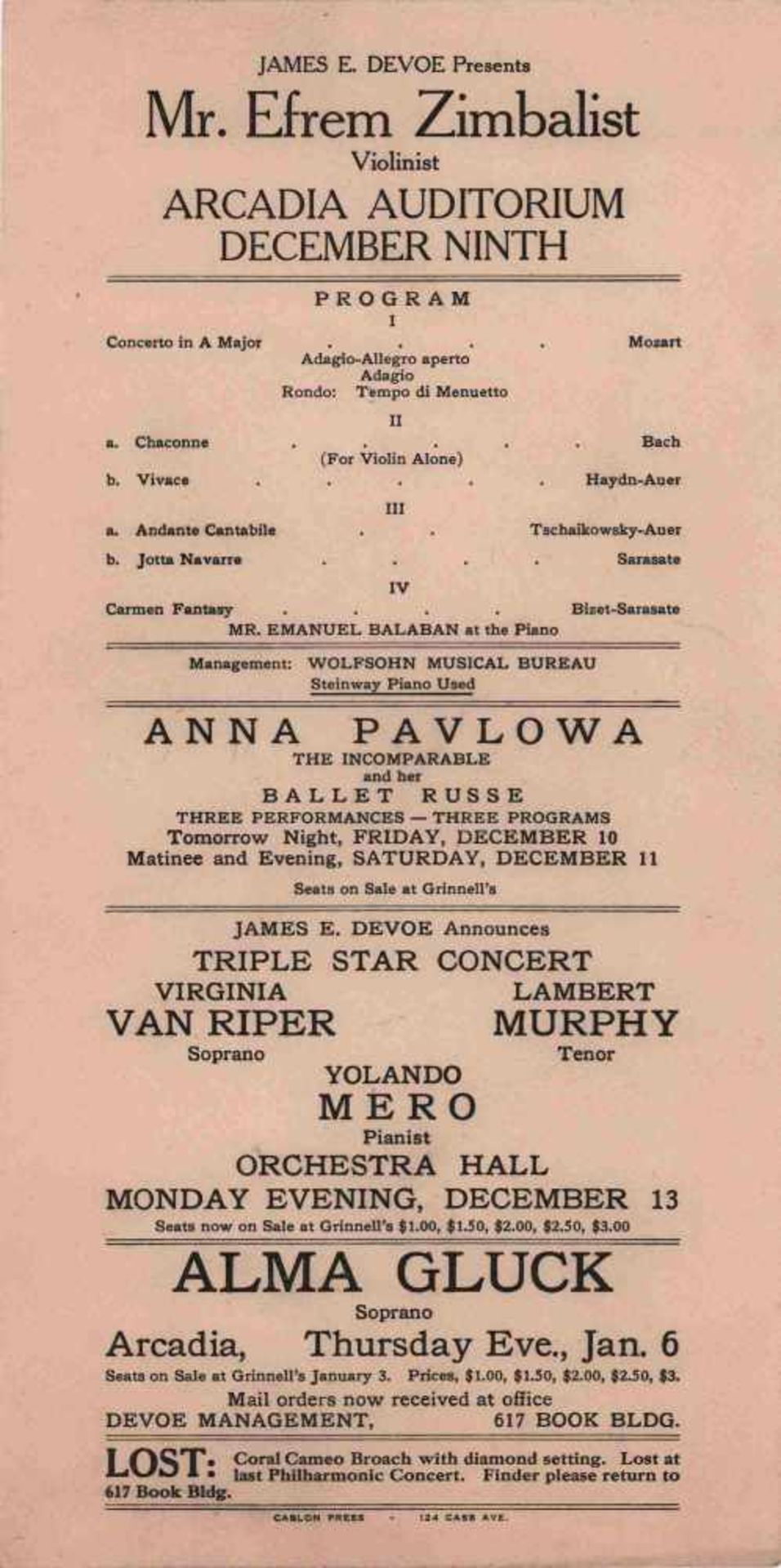 [BALLETS RUSSES, ANNA PAVLOWA] Lot aus 7 Programmheften der Auftritte von Anna Pawlowa in den USA - Bild 6 aus 12