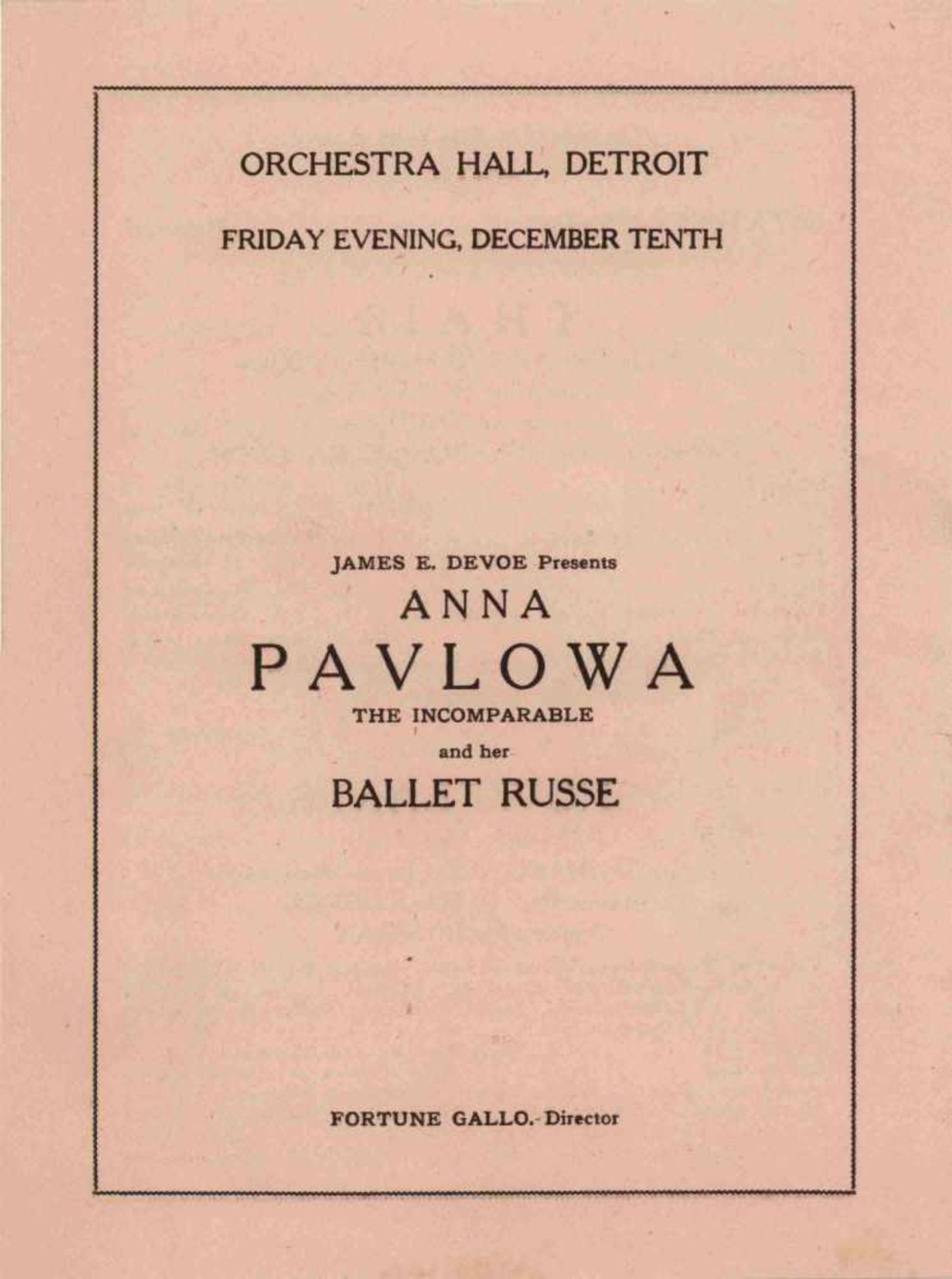 [BALLETS RUSSES, ANNA PAVLOWA] Lot aus 7 Programmheften der Auftritte von Anna Pawlowa in den USA - Bild 2 aus 12