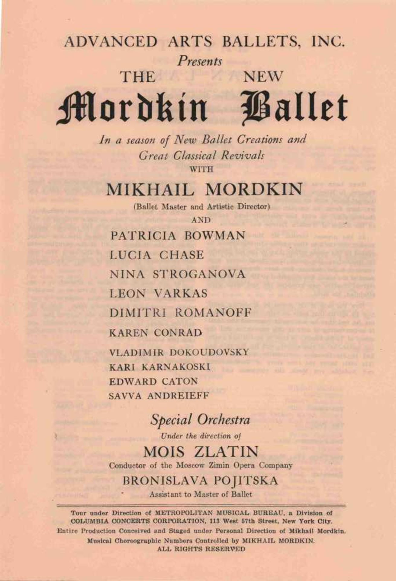 [BALLETS RUSSES, MORDKIN, SUDEIKIN] Programmheft mehrerer Aufführungen der Truppe von M. Mordkin ( - Bild 2 aus 4