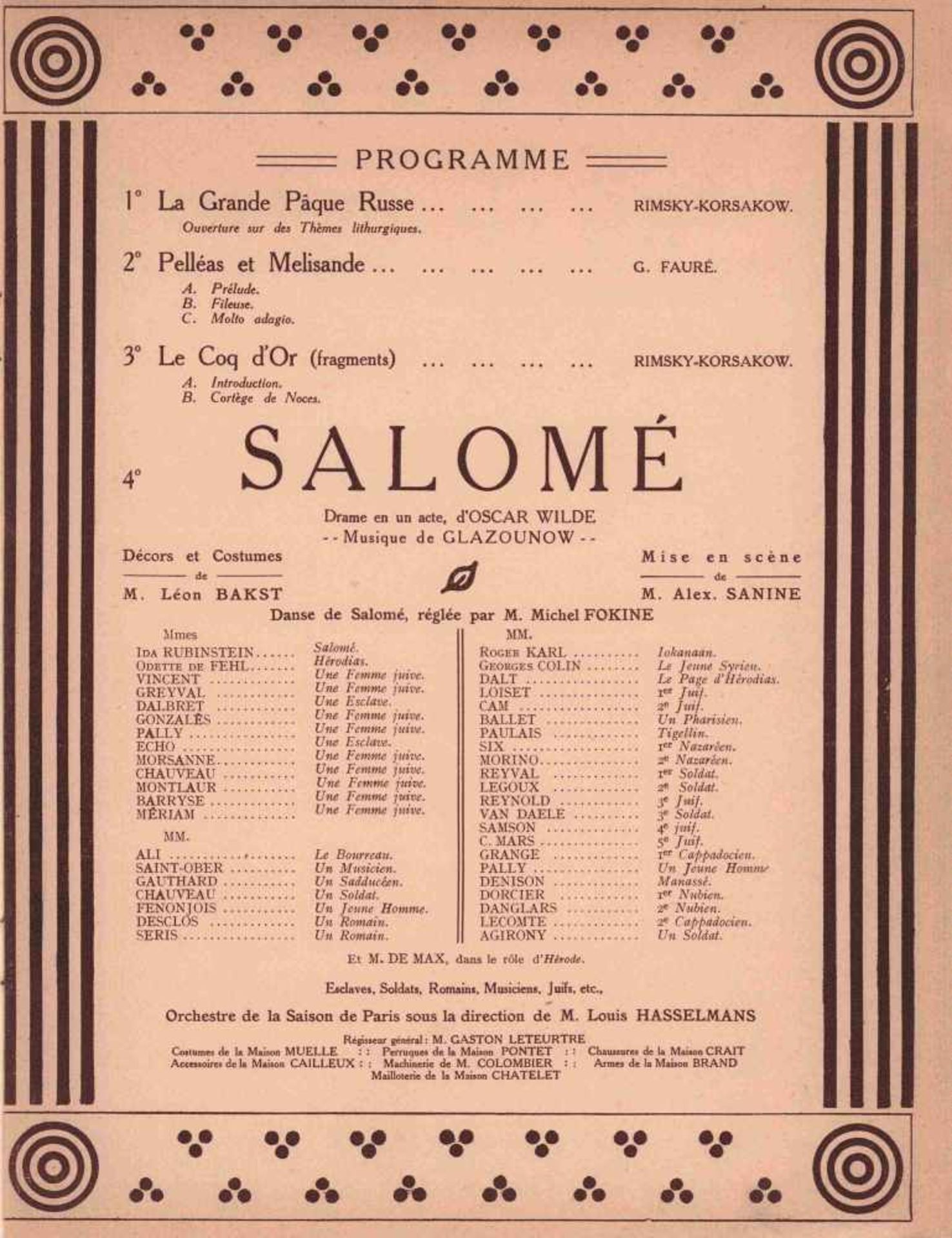 [BALLETS RUSSES, BAKST, MARTY, IDA RUBINSTEIN] Programmheft der Großen Pariser Saison, Théâtre du - Bild 2 aus 2