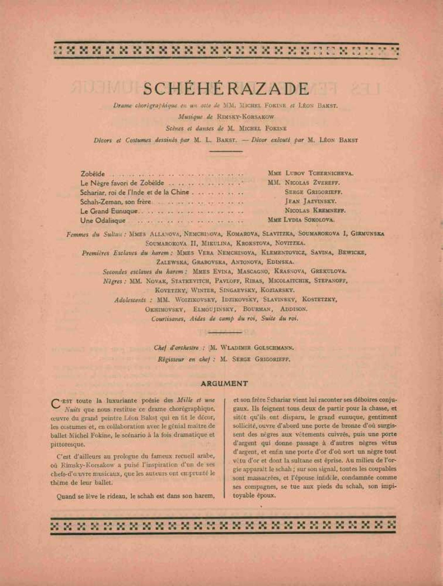 [BALLETS RUSSES, BENOIS, HUGO, DIAGHILEW, BAKST, PICASSO] Programmheft der Ballets Russes im Théâtre - Bild 2 aus 2