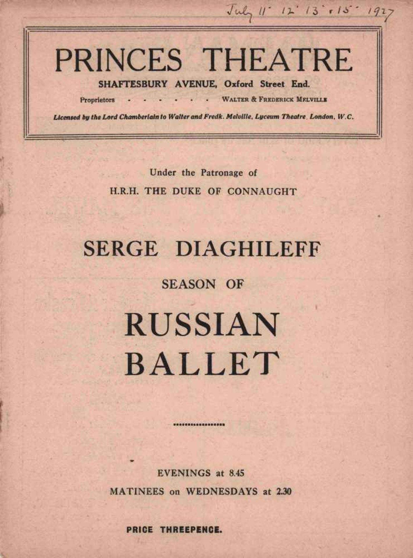 [BALLETS RUSSES, DIAGHILEW] Lot aus 6 Programmheften der Ballets Russes des Sergei Djagilew im - Bild 4 aus 4