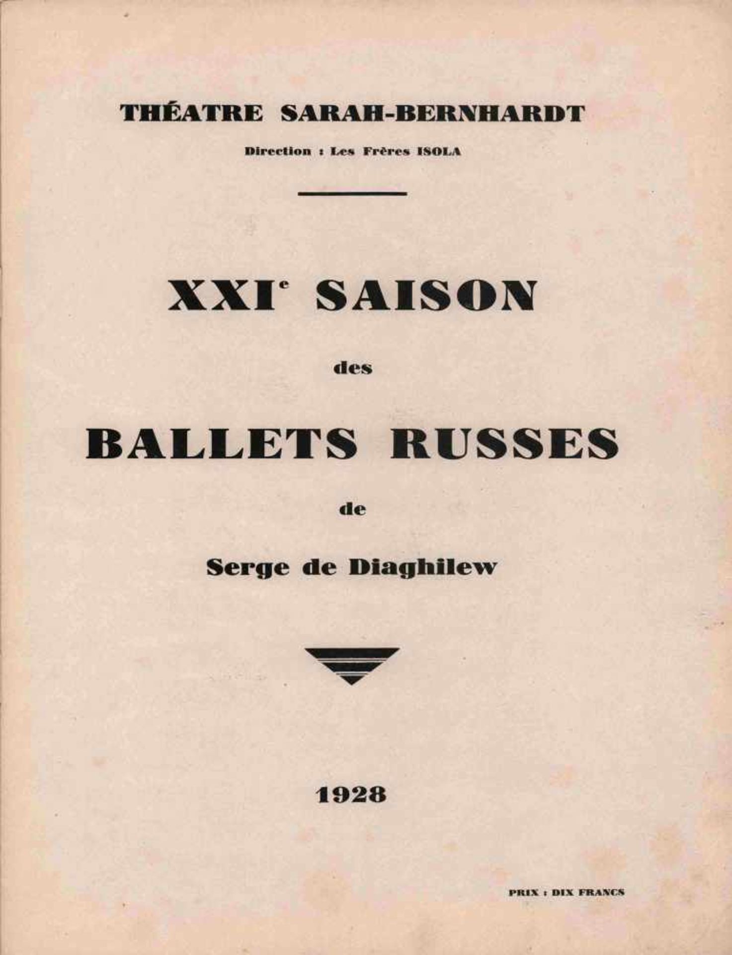 [BALLETS RUSSES, BAUCHANT, DIAGHILEW, TSCHELITSCHEW] Programmheft der Auftritte der Truppe der - Bild 2 aus 2